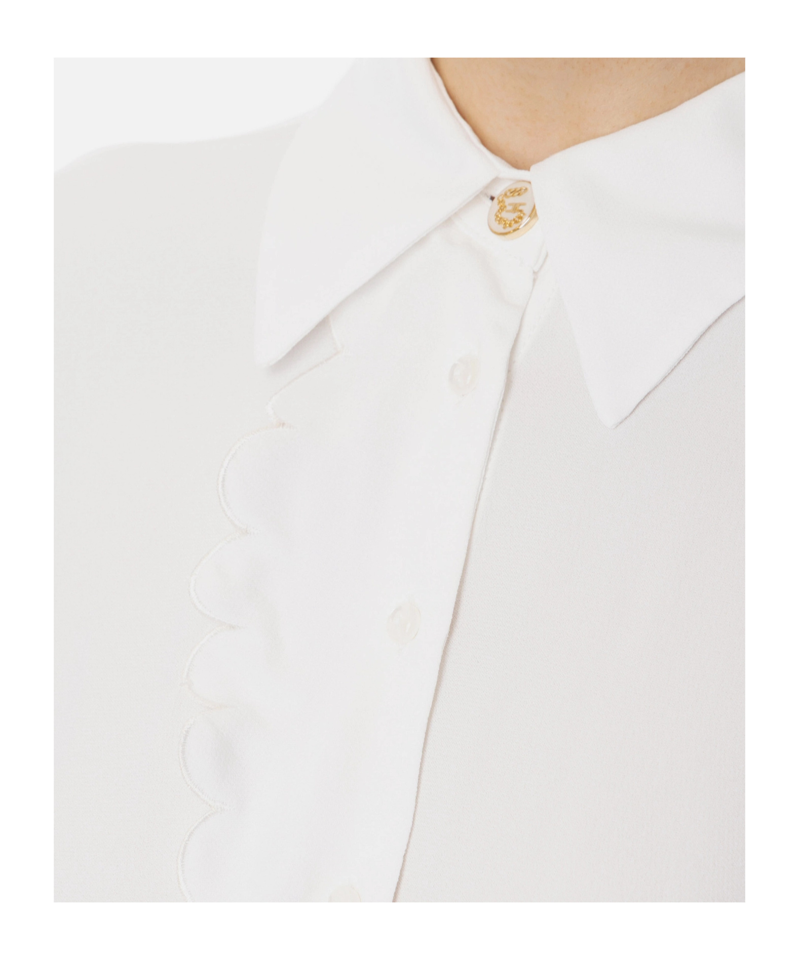 ELISABETTA FRANCHI SHIRT IN VISCOSE FABRIC WITH EMBROIDERED SCALLOP