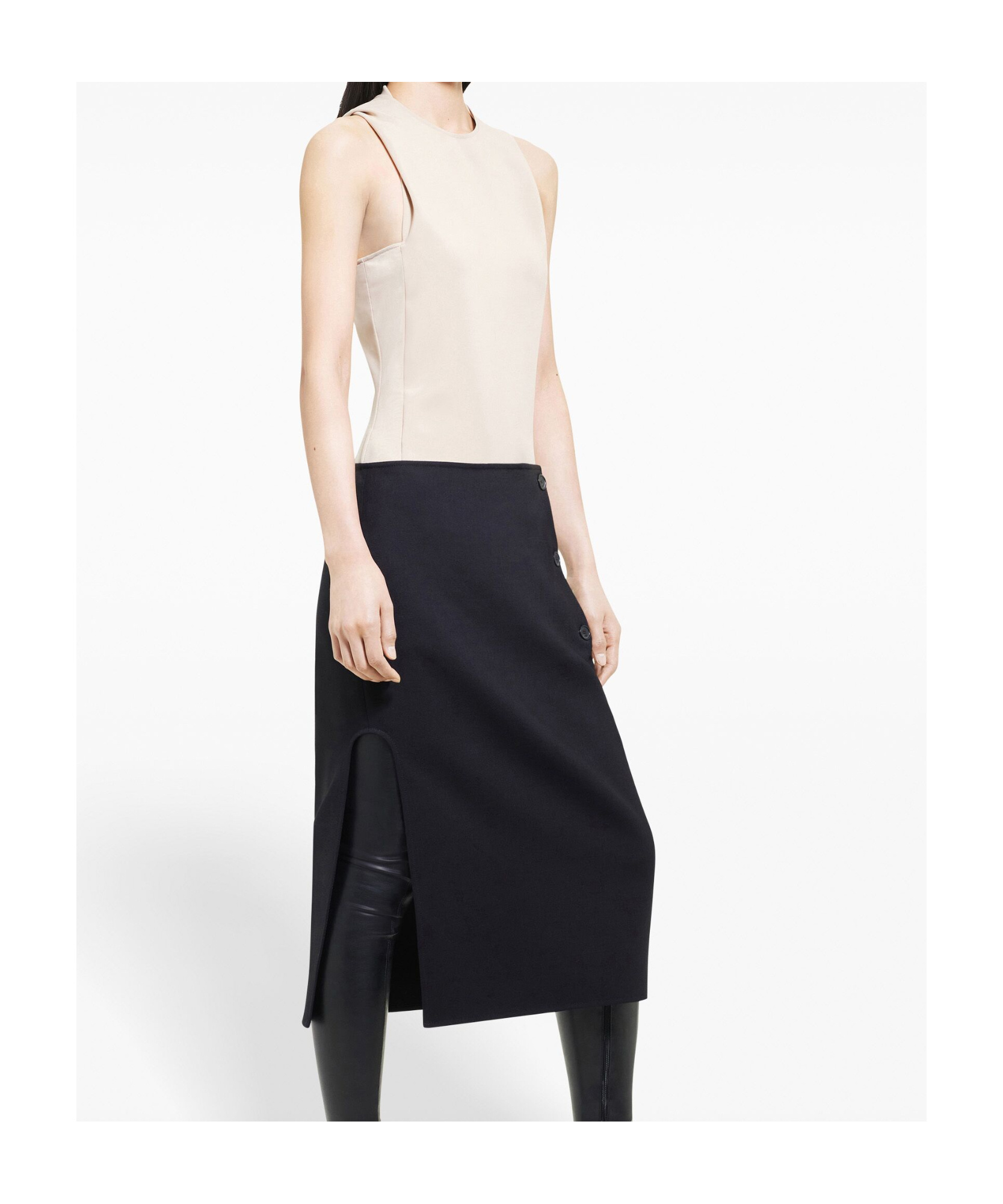 Courrèges Halterneck Sleeveless Hooded Bodysuit With Side Slit