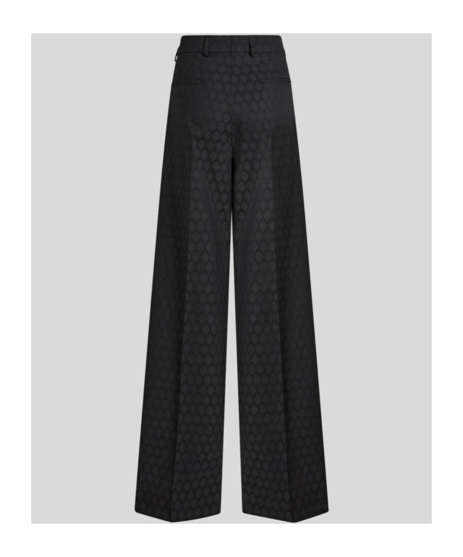 Etro Patterned-jacquard Wool Trousers In Black