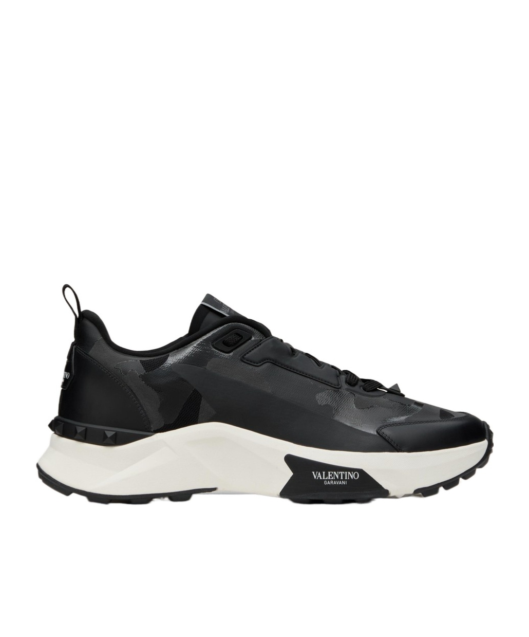 Valentino True Act Printed Canvas Sneakers In Black