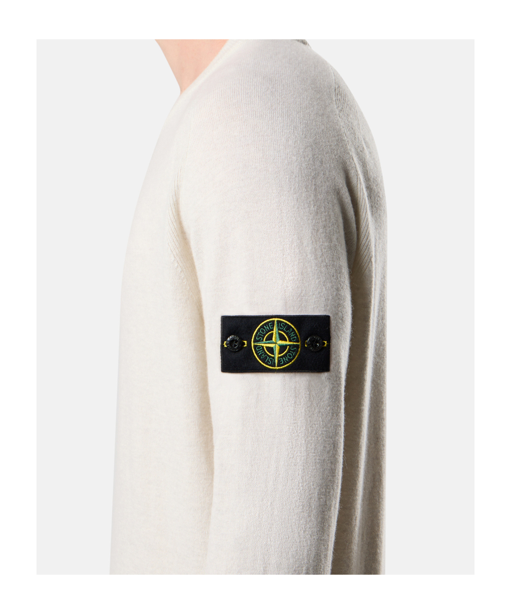 Stone Island Knit Crewneck Jumper In Light Rws Geelong Wool In White