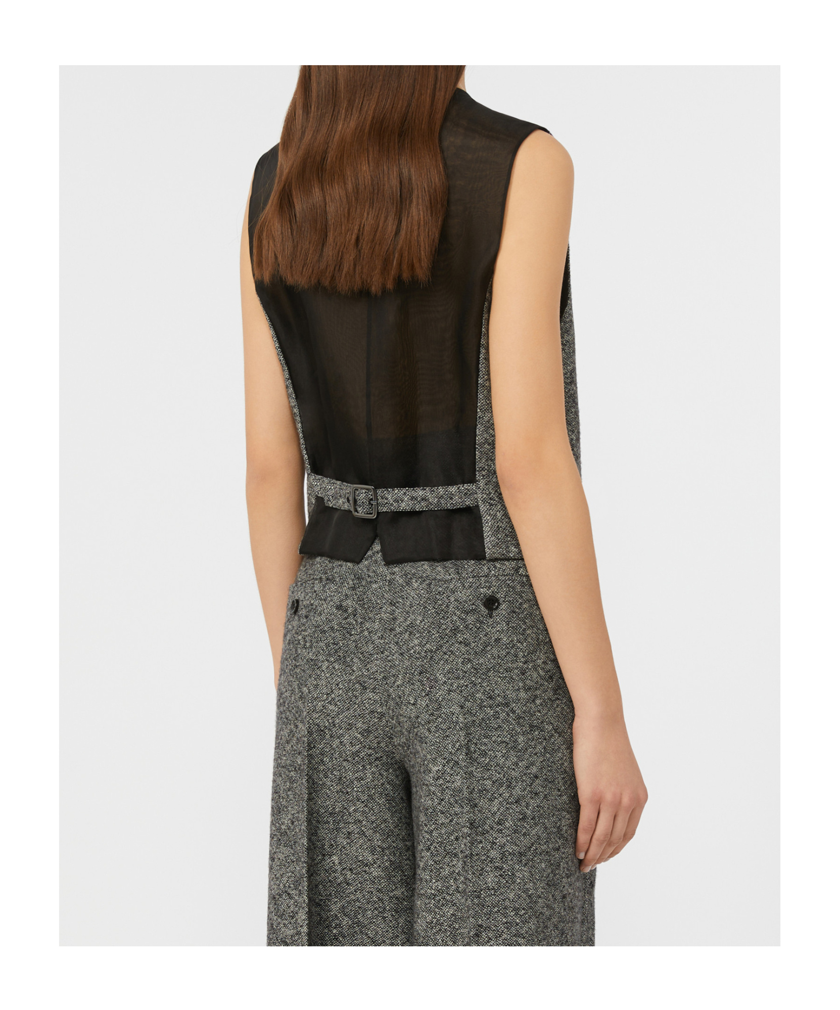 Max Mara Wool And Silk Tweed Gilet In Gray