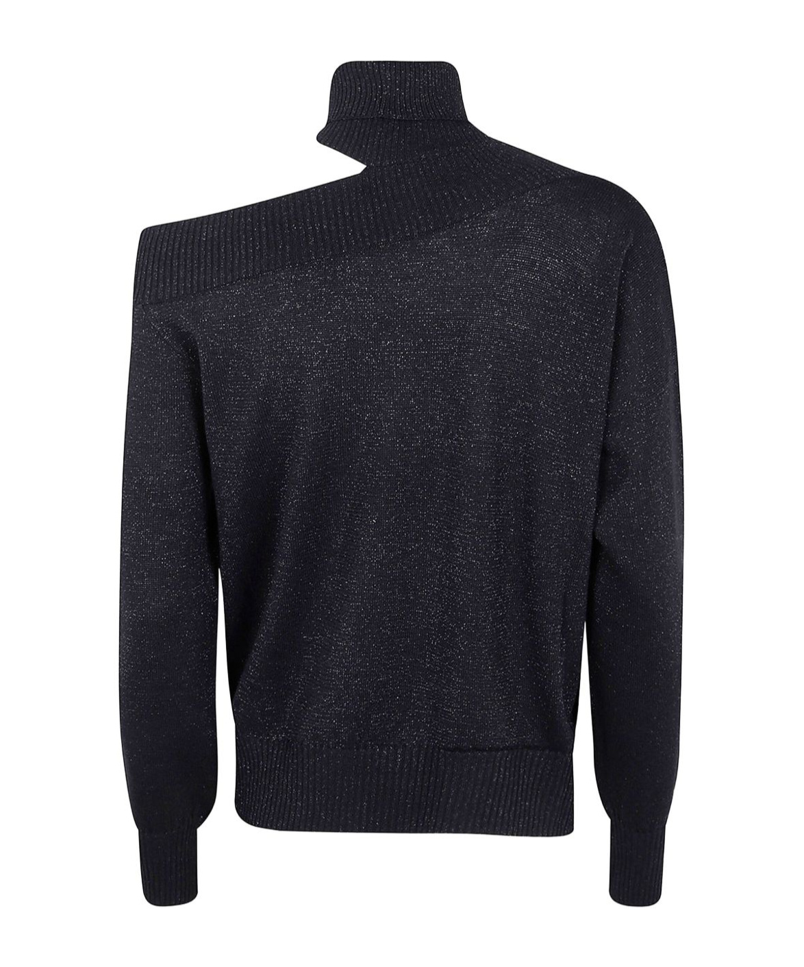 D Exterior Off-shoulder Turtleneck Sweater In Black