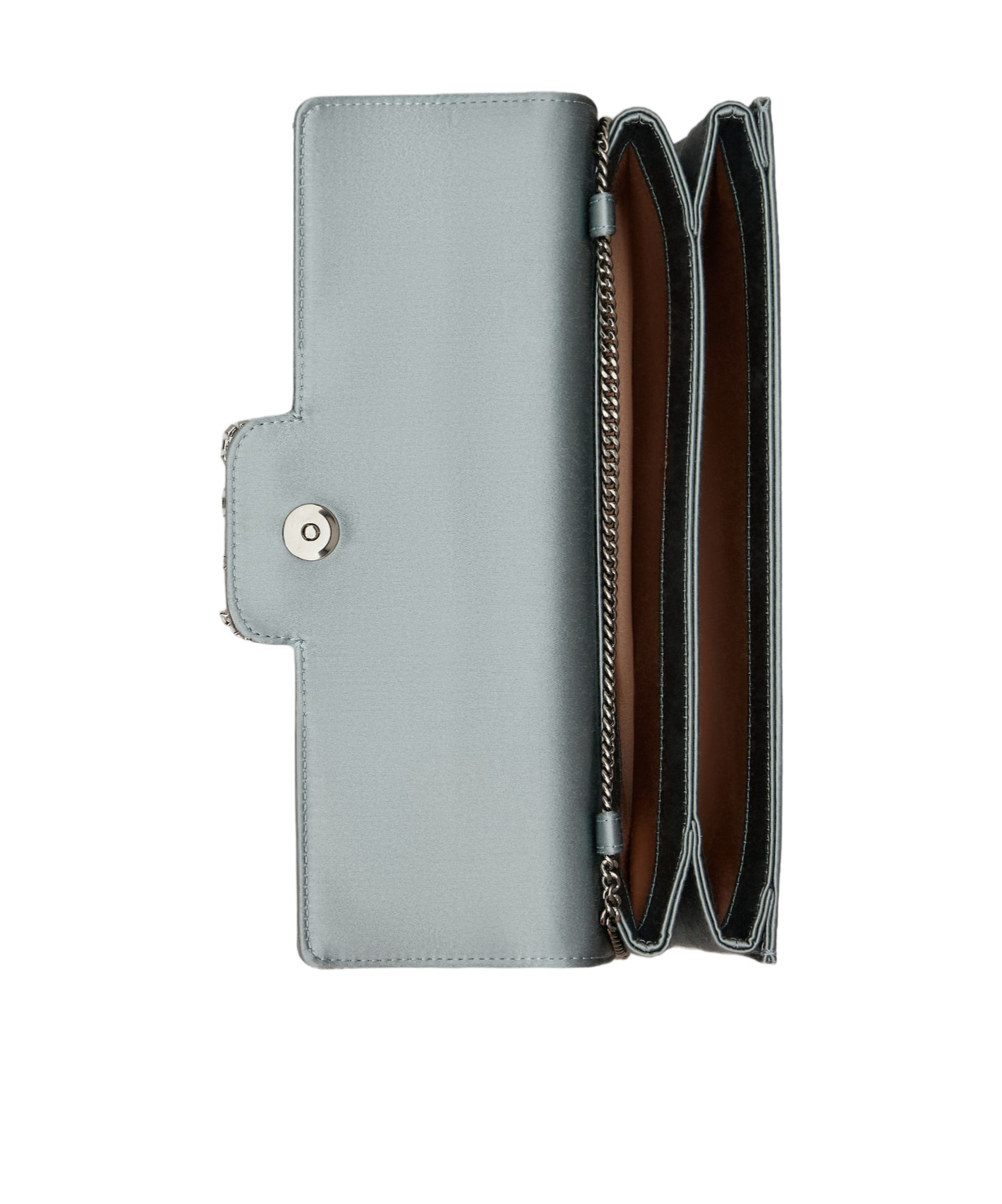 Roger Vivier Flower Buckle Envelope Flap Satin Clutch Bag In Gray