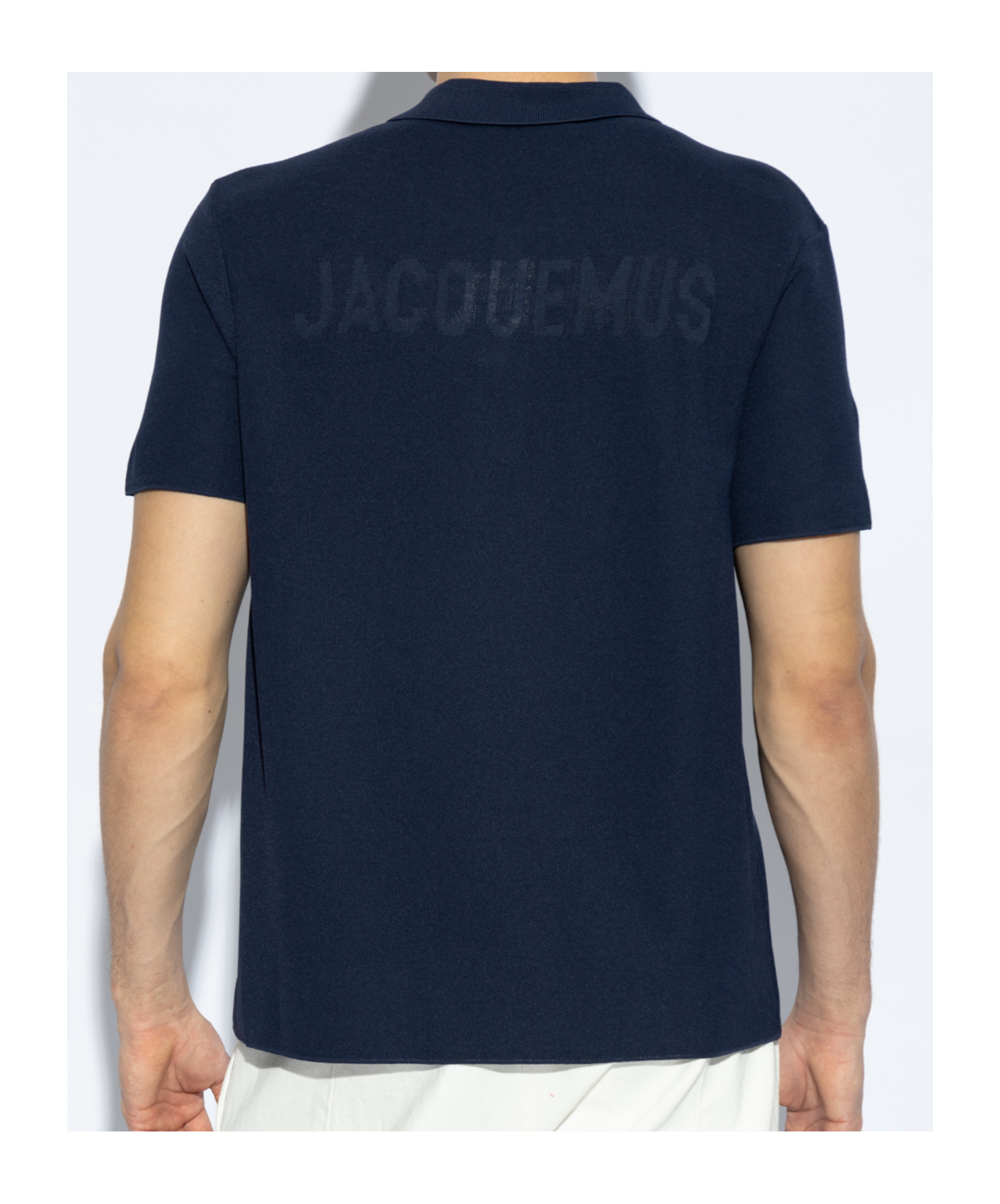 Jacquemus Short Sleeve Knit Polo With Classic Collar In Black