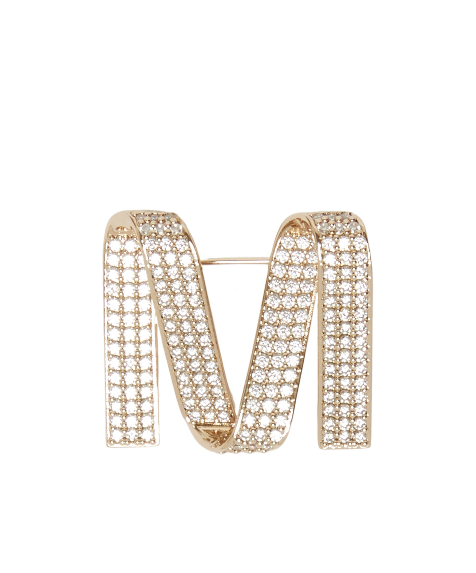 Max Mara Crystal-embellished Brooch In Gold