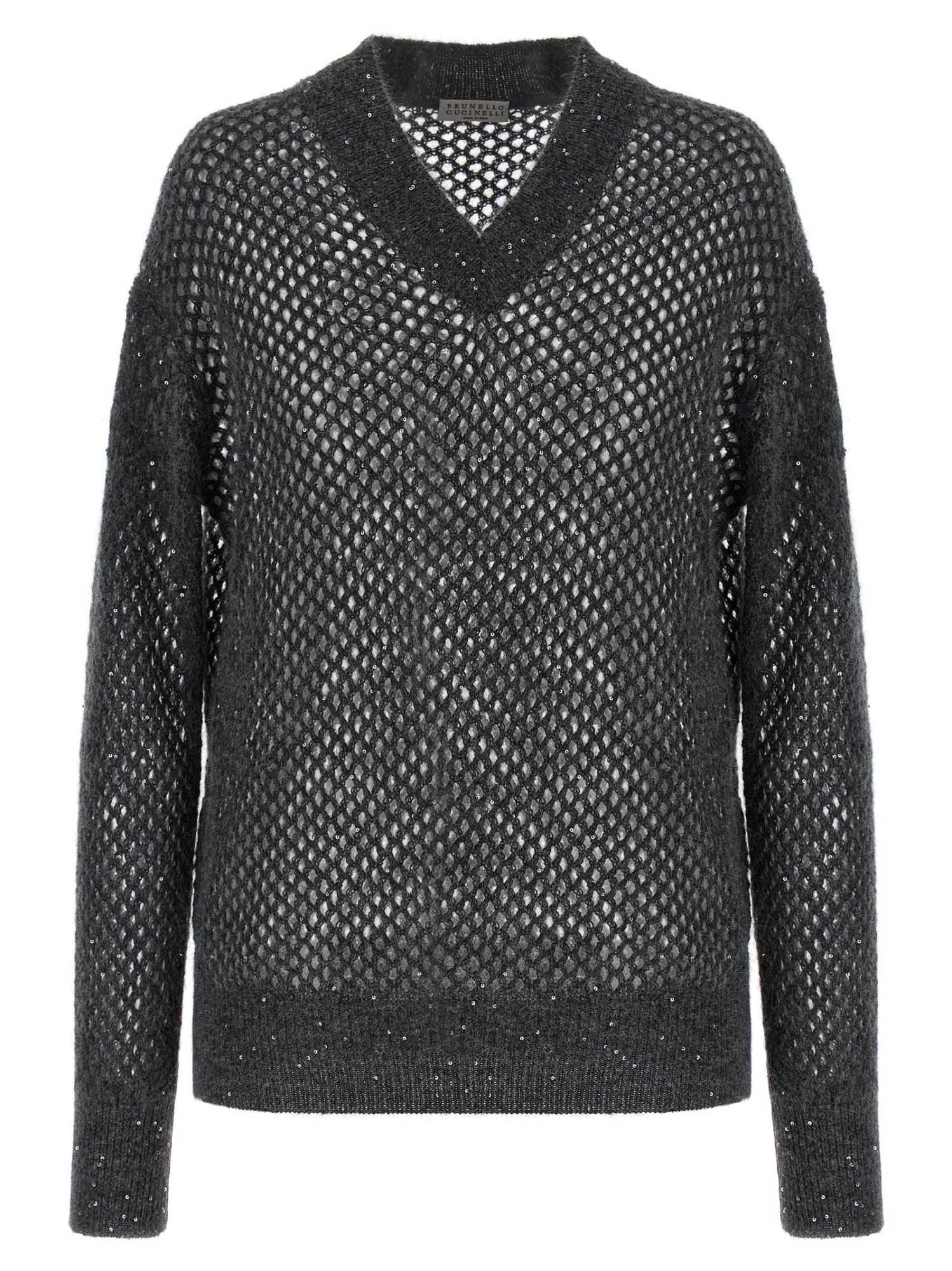 Brunello Cucinelli Rustic Dazzling Net Sweaters And Cardigans Gray