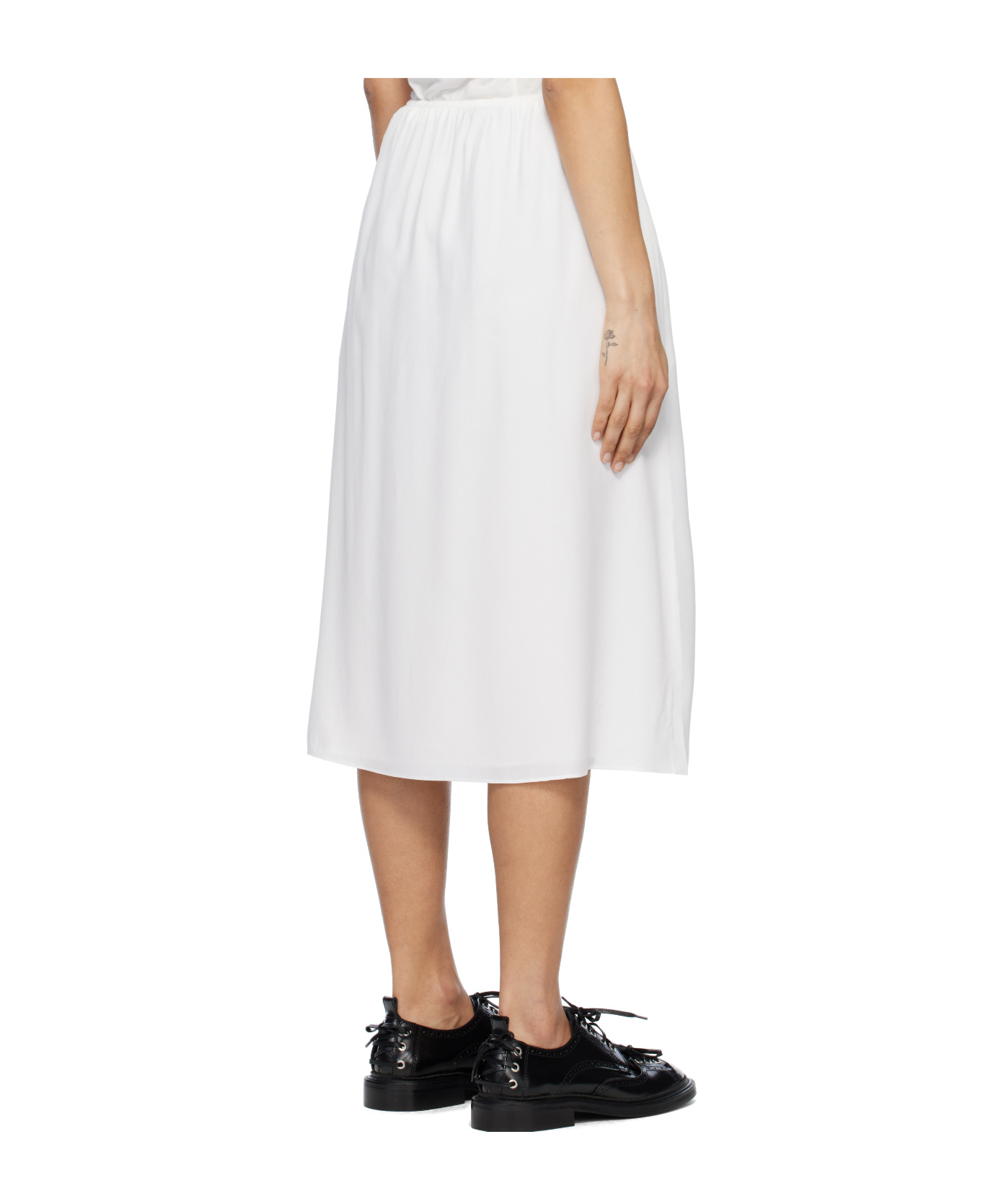 Simone Rocha White Bow Slit Column Midi Skirt In White