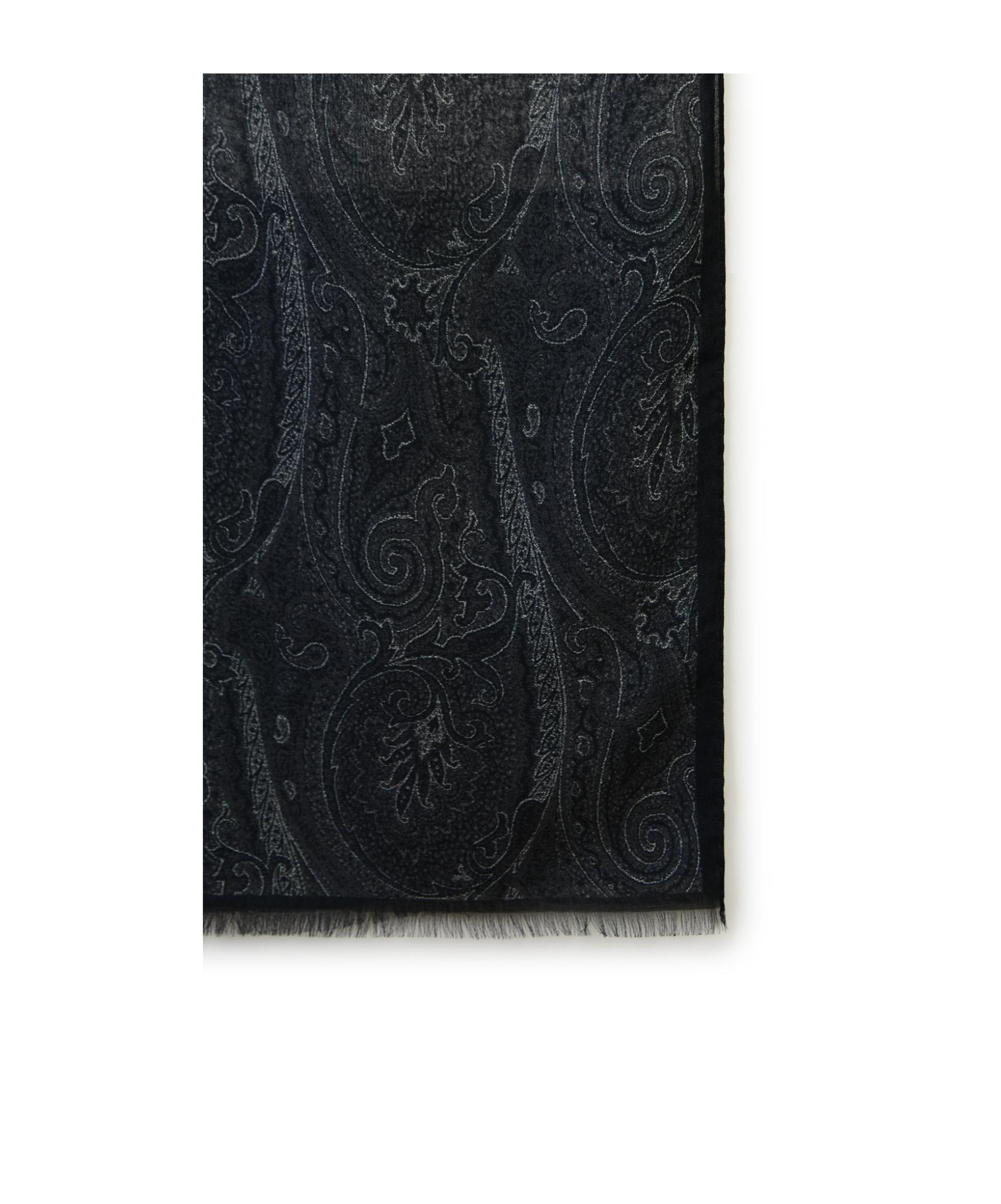 Etro Paisley-print Frayed-edge Scarf In Black