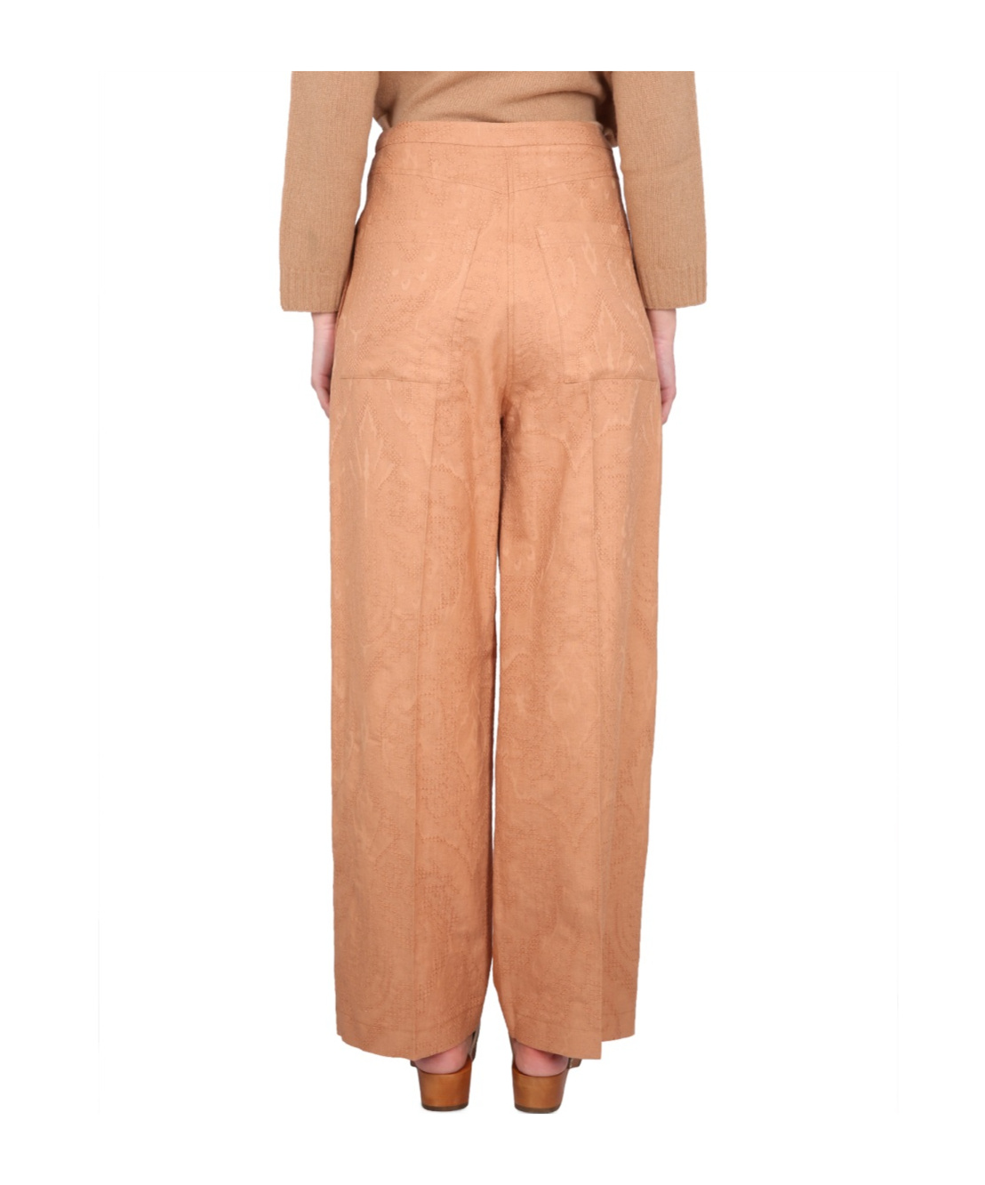 Alysi Ajoure High-waisted Wide-leg Trousers In Orange