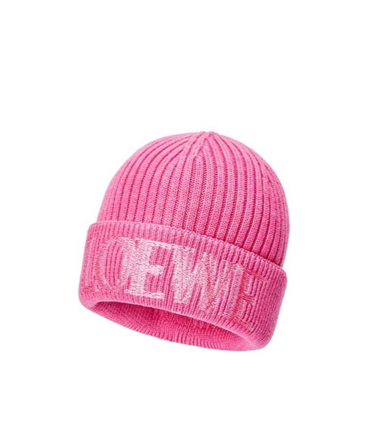 Loewe Logo Embroidered Ribbed-knit Beanie In Pink