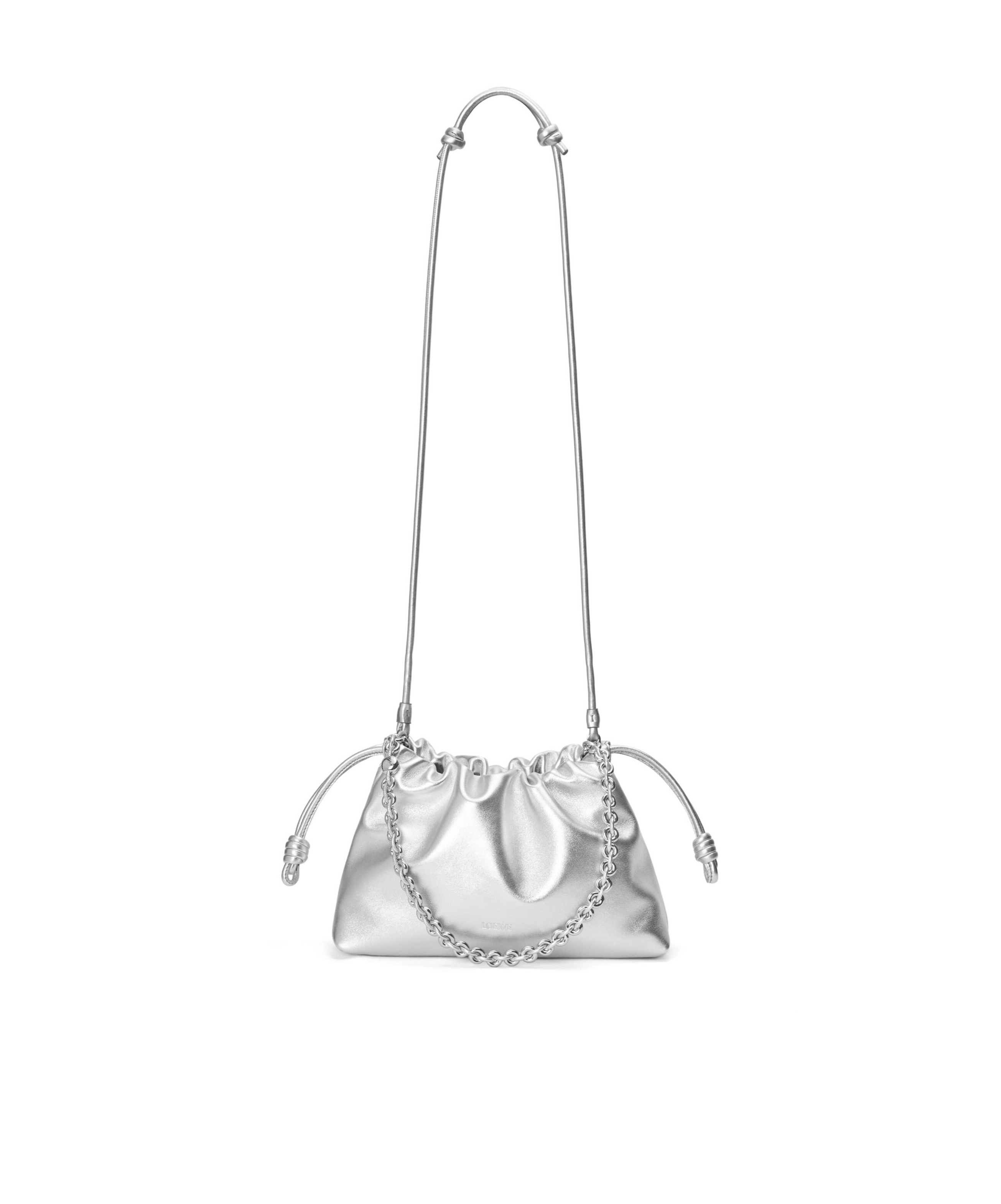 Shop Loewe Medium Flamenco Purse In Laminated Lambskin In White
