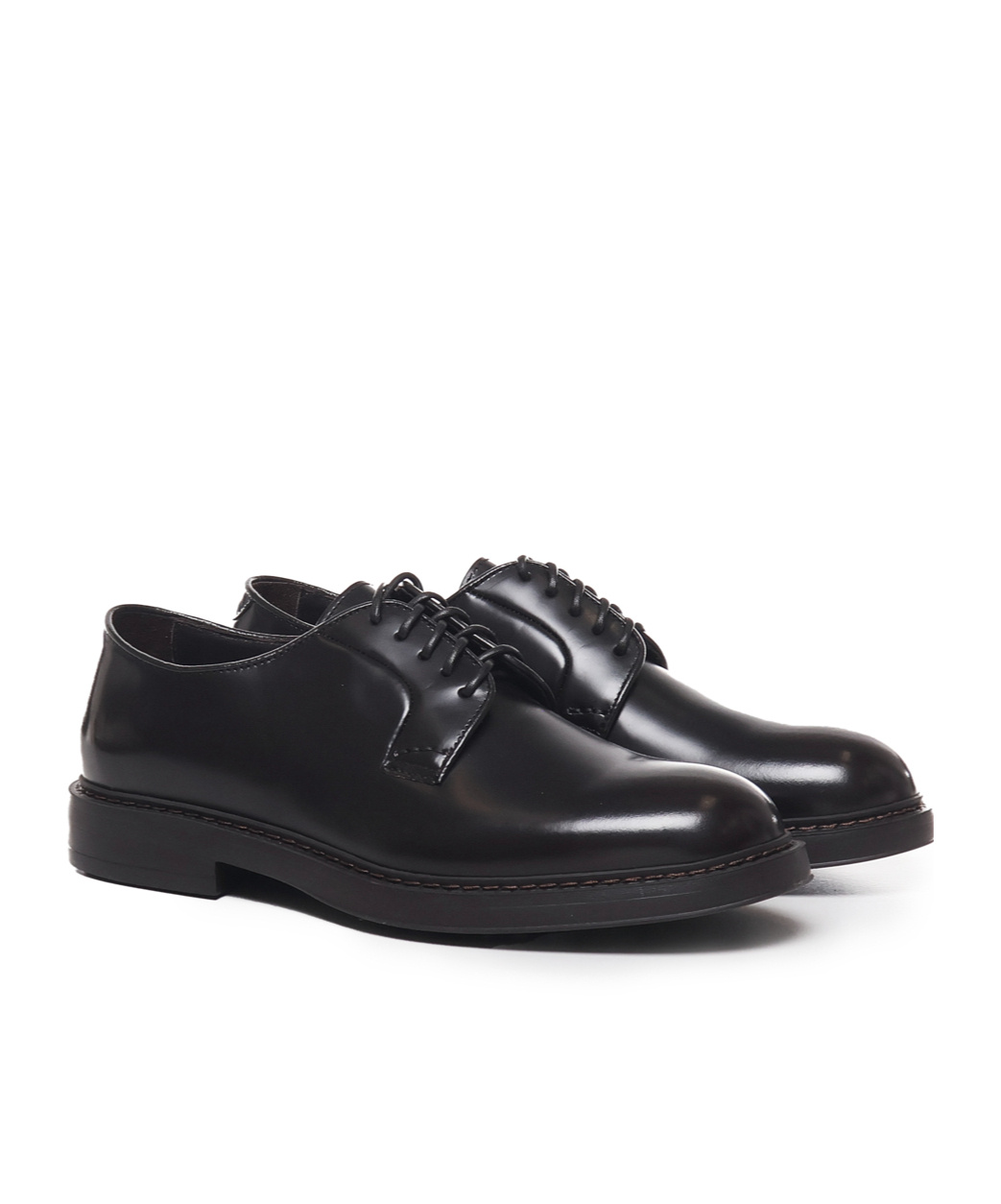 Doucal's Almond-toe Leather Derby Shoes In Black