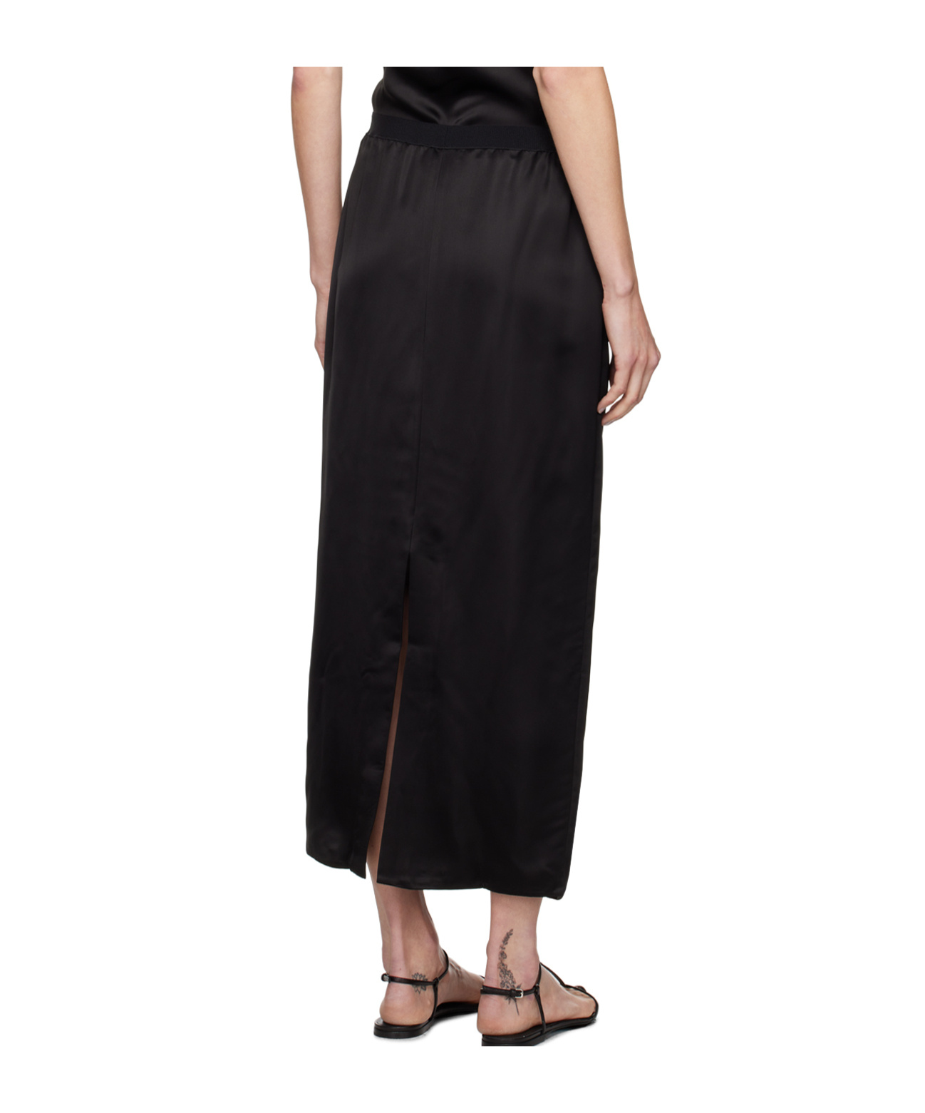 Wardrobe.nyc Satin-finish Midi Skirt