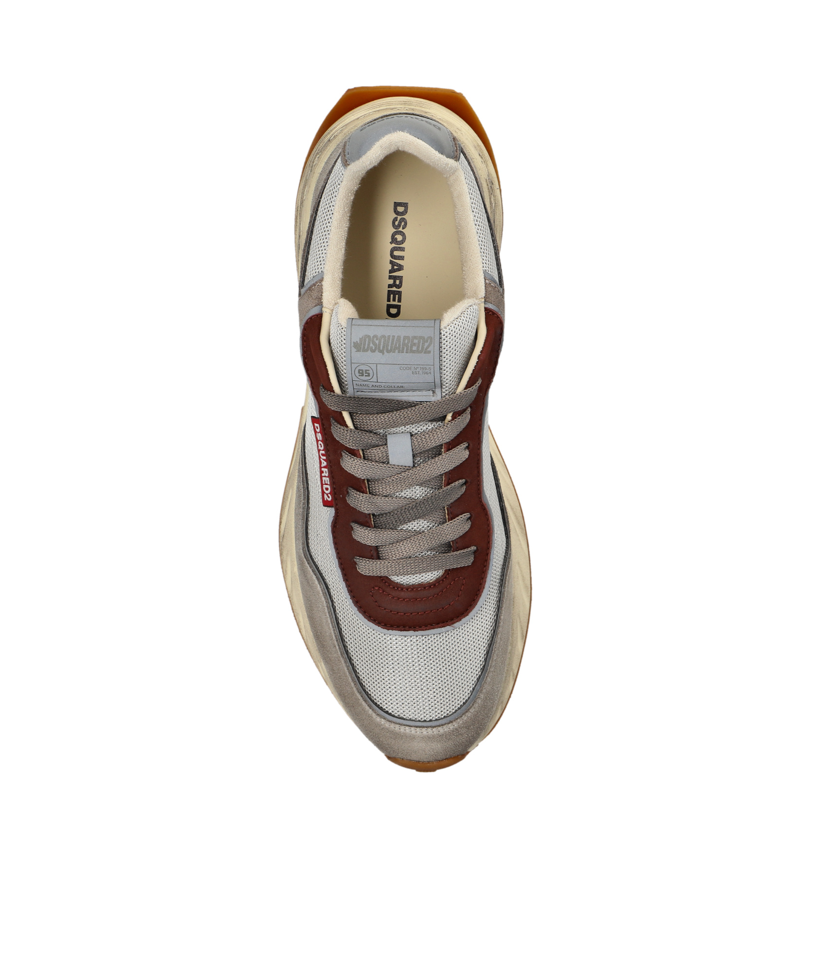 Dsquared2 Leather Sneakers With Chunky Rubber Sole In Gray