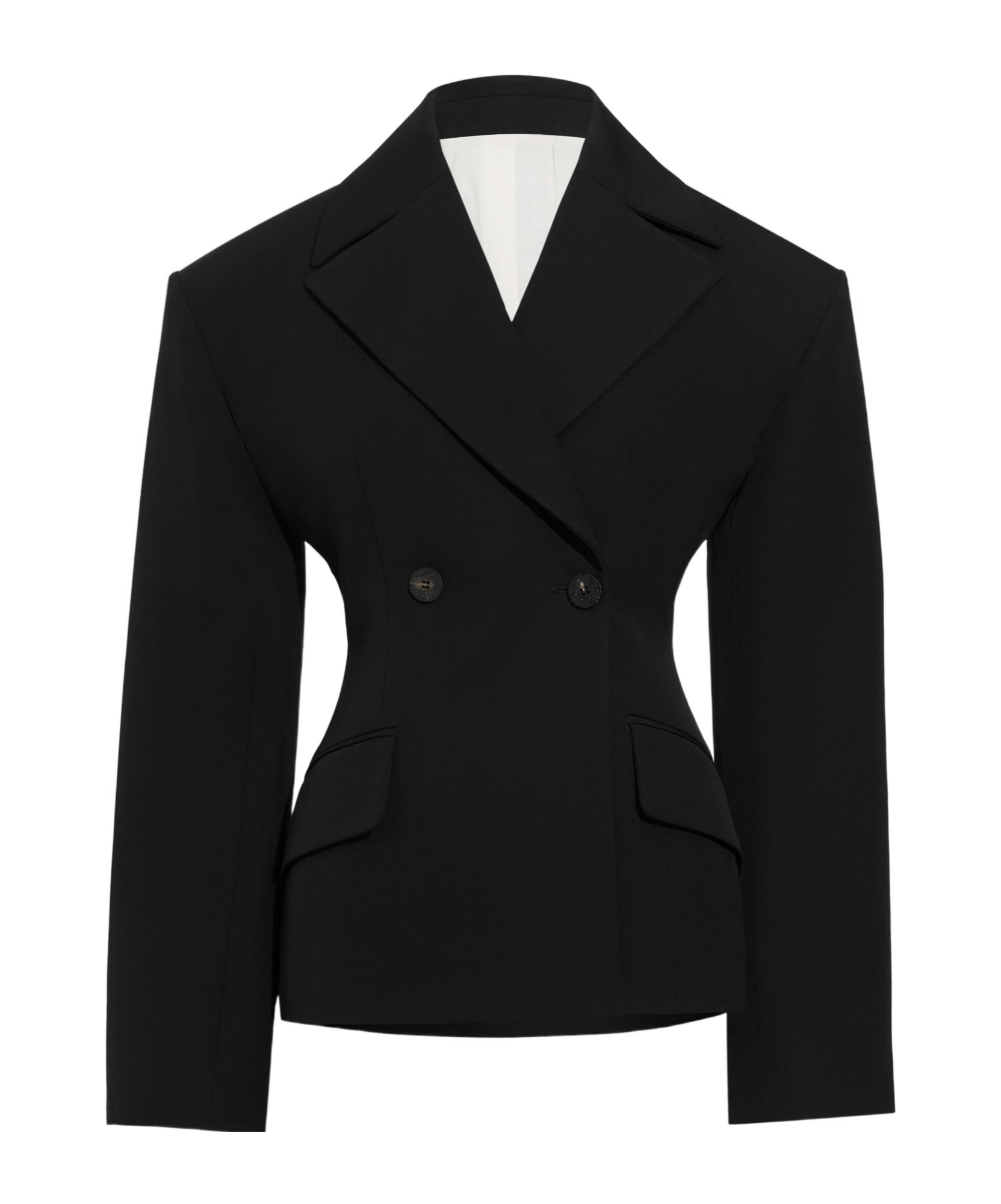 Jacquemus Structured Wool Jacket Exaggerated Shoulders In Black