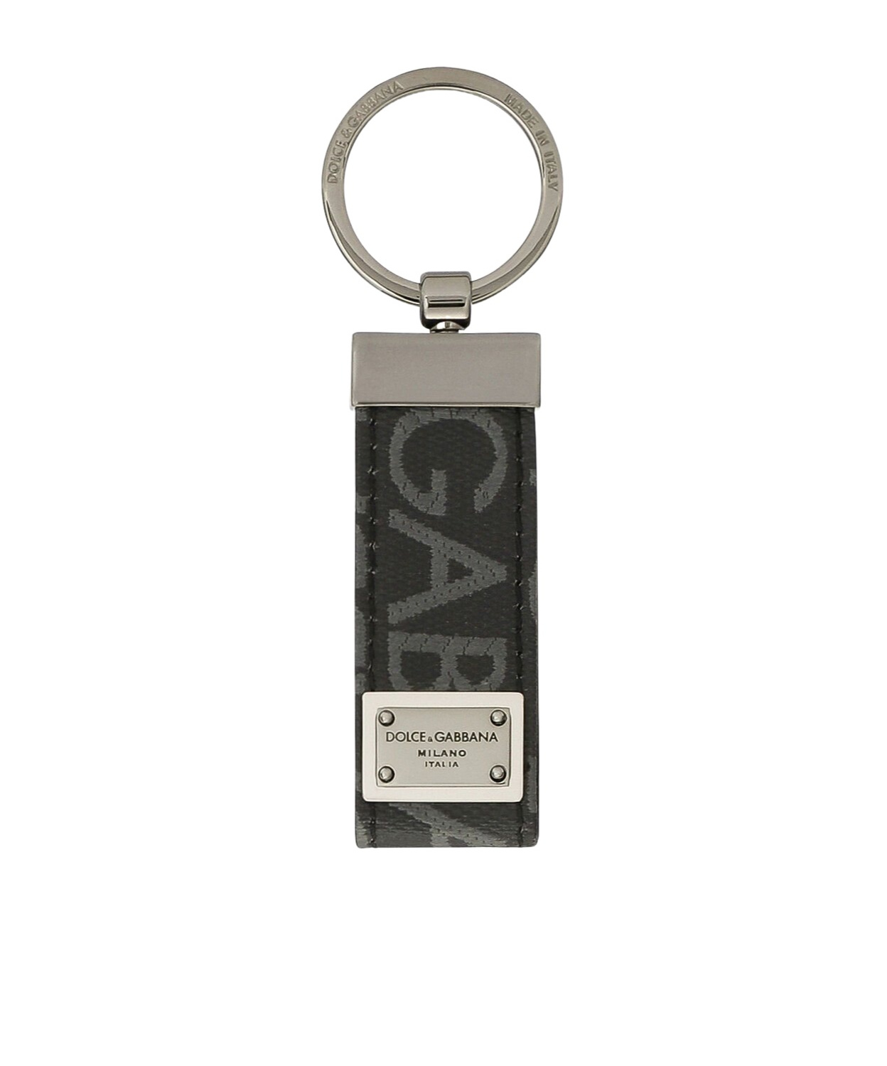 Dolce & Gabbana Coated Canvas Keychain With All-over Lettering Logo In Multicolor
