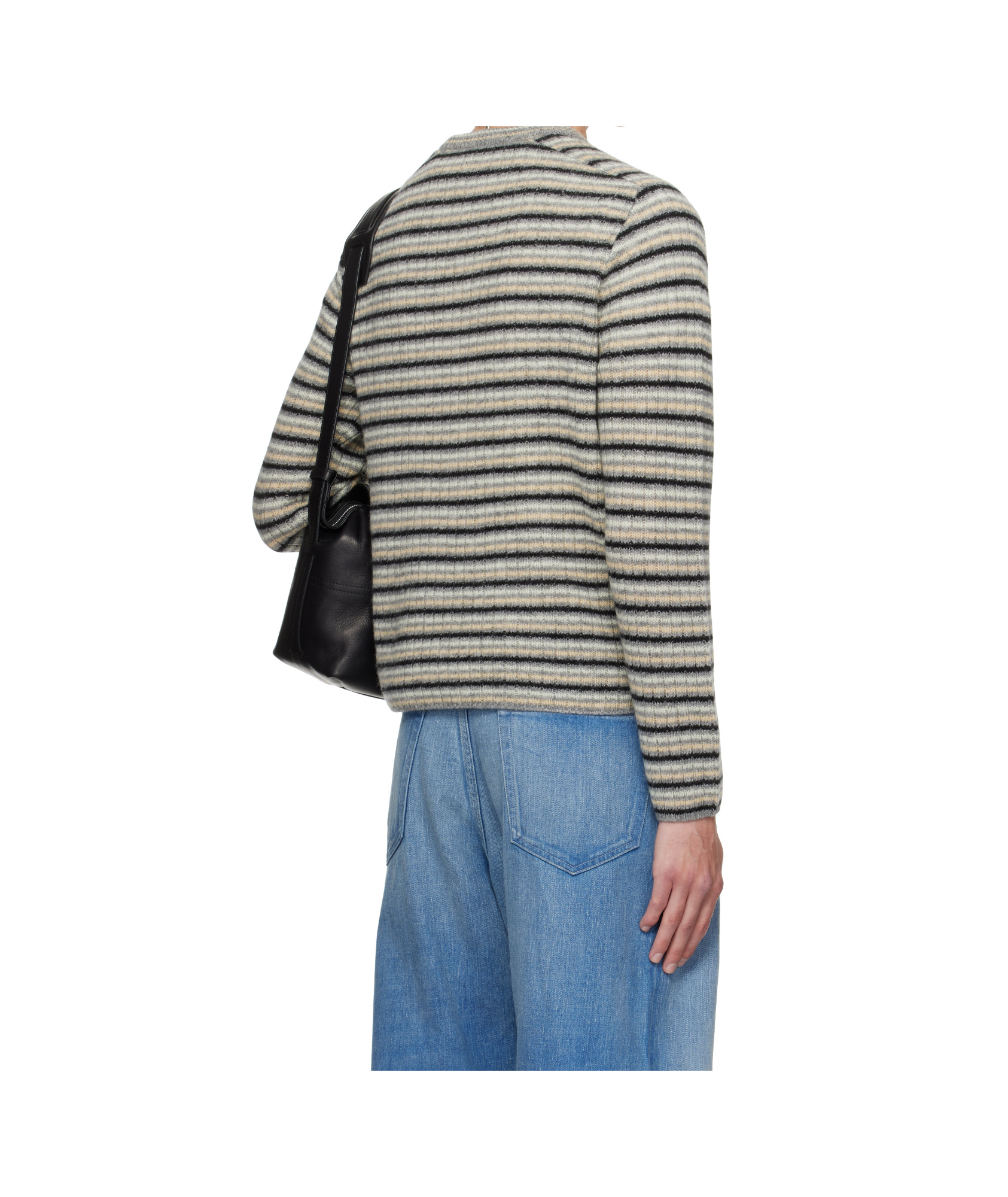 Auralee Gray Shetland Wool Cashmere Rib Knit Sweater In Neutral