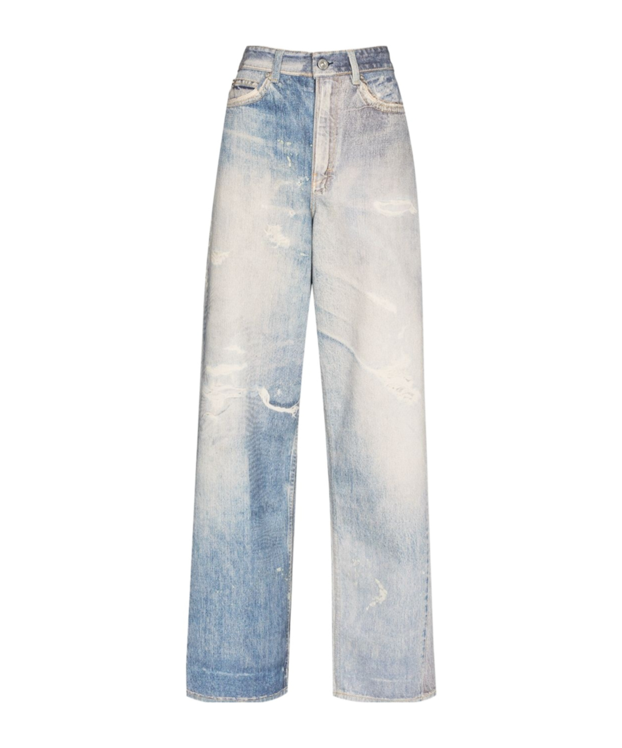 Our Legacy High Waist Boyfriend Jeans With Distressed Finish In Blue