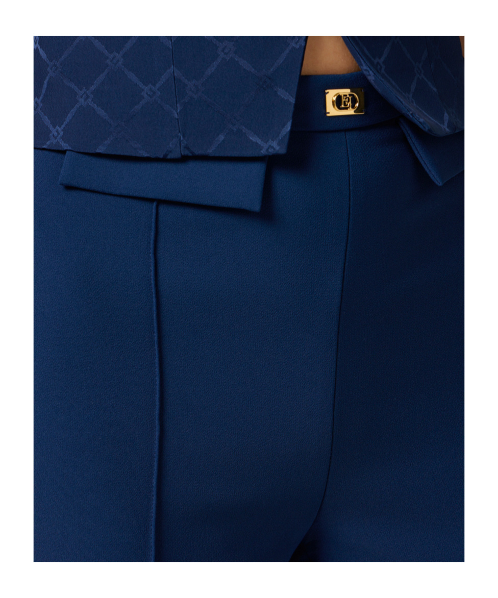 Elisabetta Franchi Casual Pants With Logo In Blue