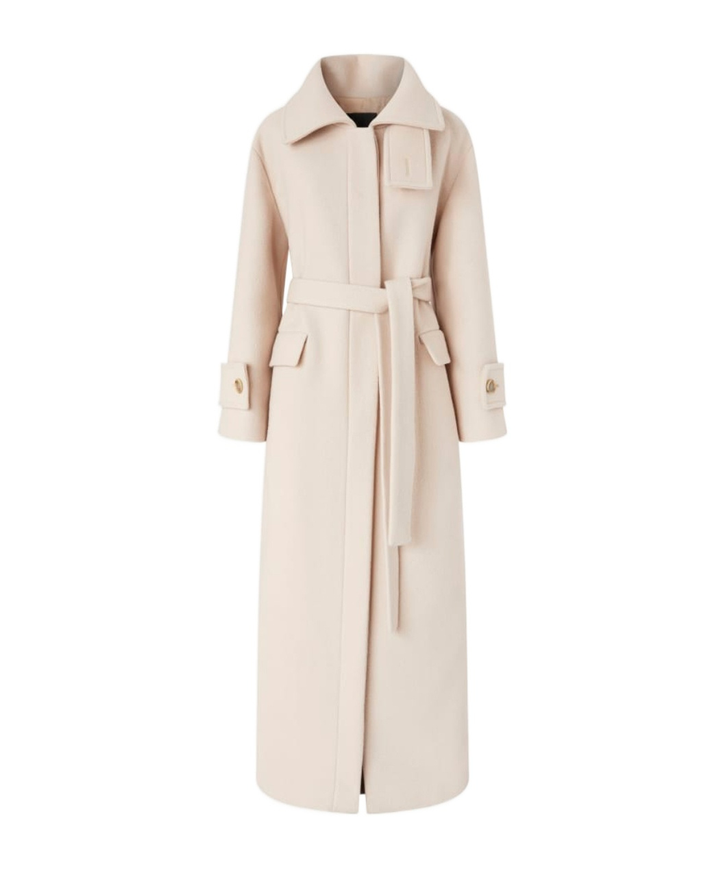 Pinko Long Cloth Coat With Belt In Neutral