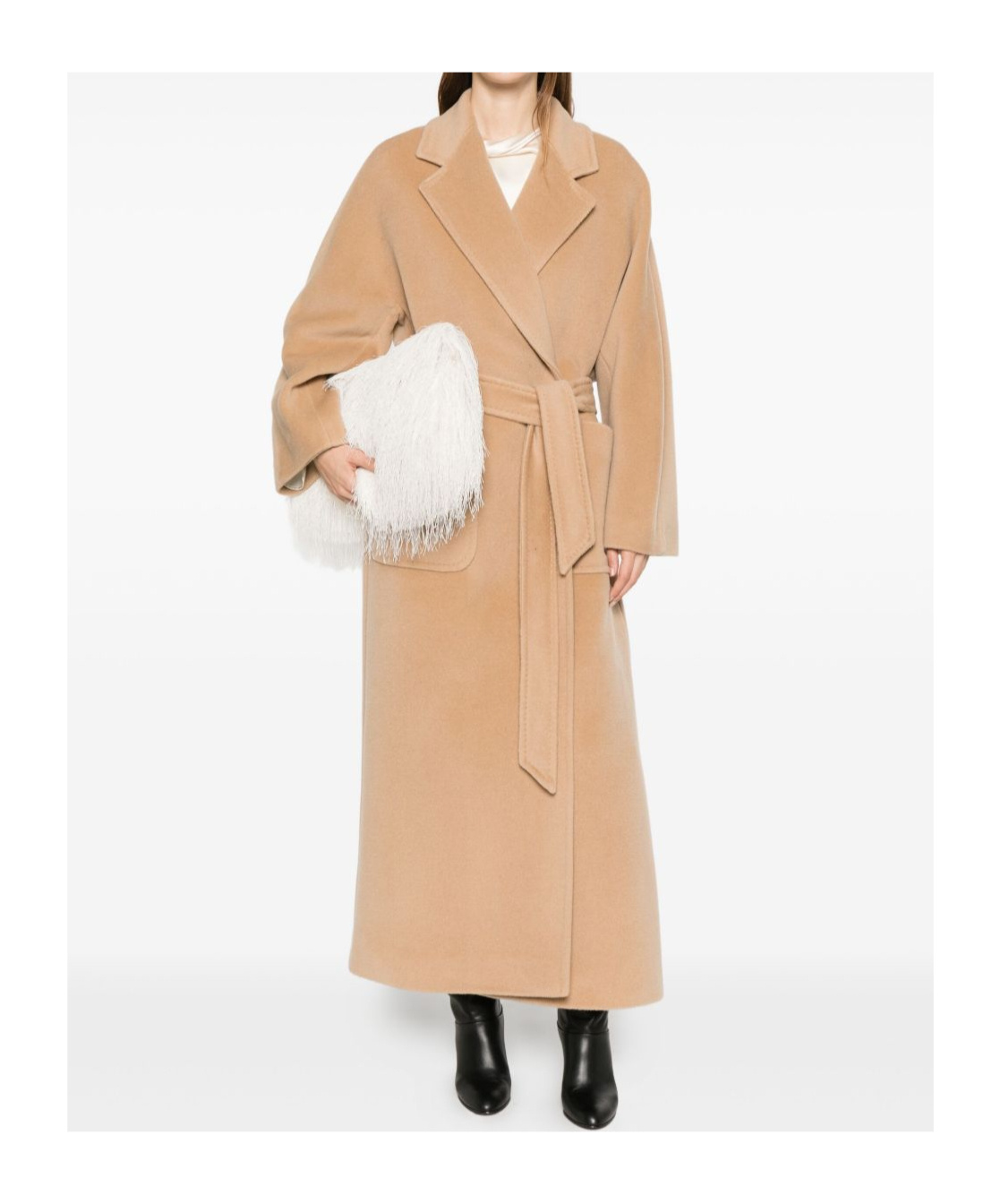 Tagliatore Long Wool Coat With Belt And Pockets In Brown