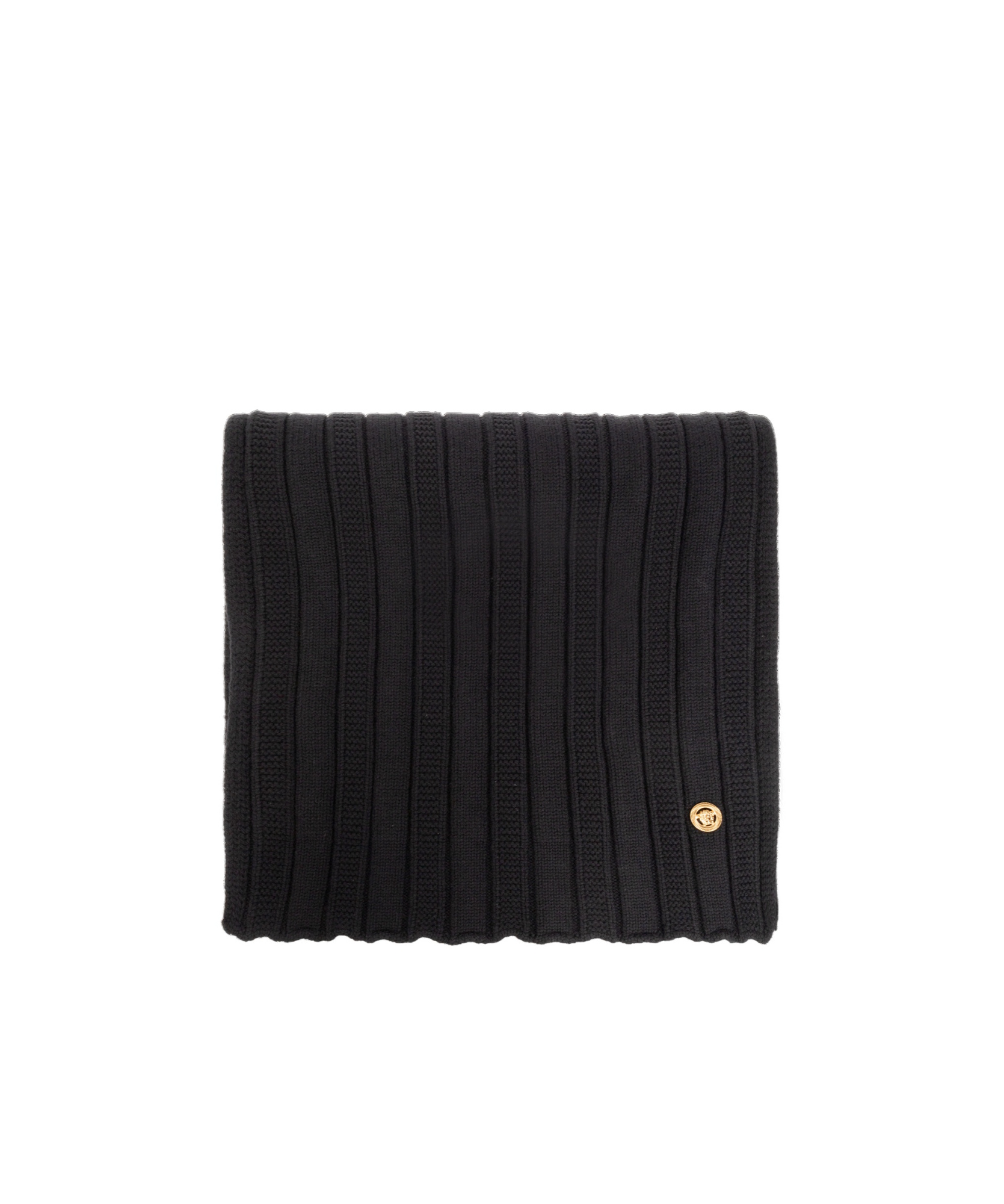 Versace Medusa-plaque Ribbed Scarf In Black