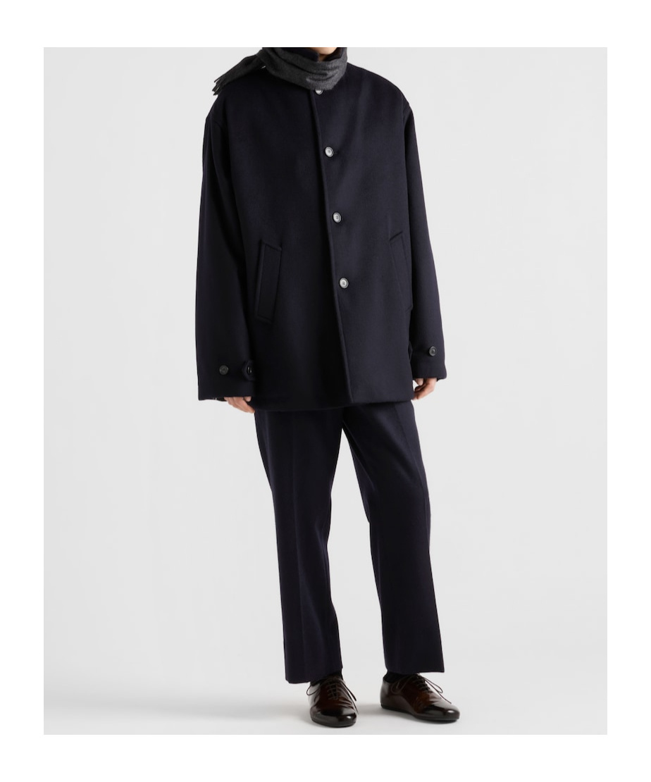 Prada Wool Caban Jacket In Blue