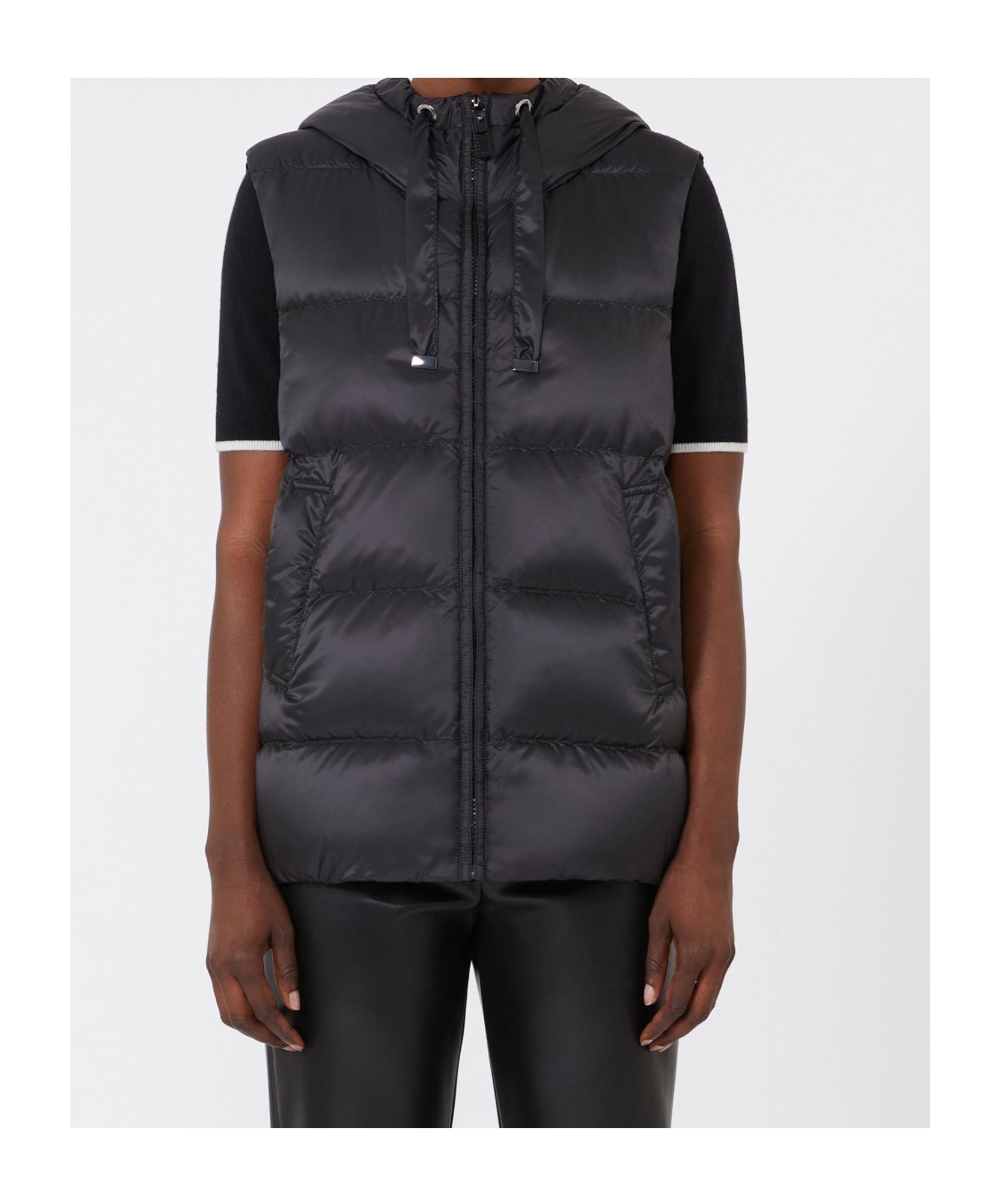 Max Mara Hooded Cotton Padded Vest In Black