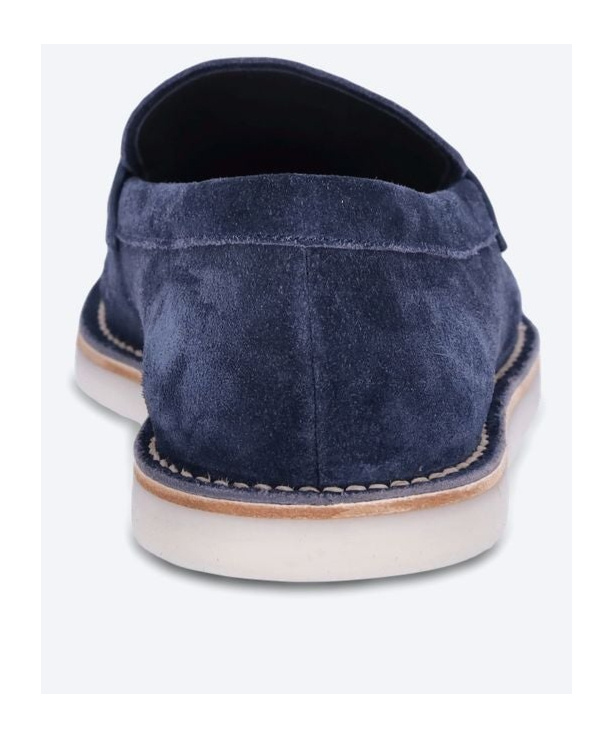 Prada Round Toe Loafers In Blue