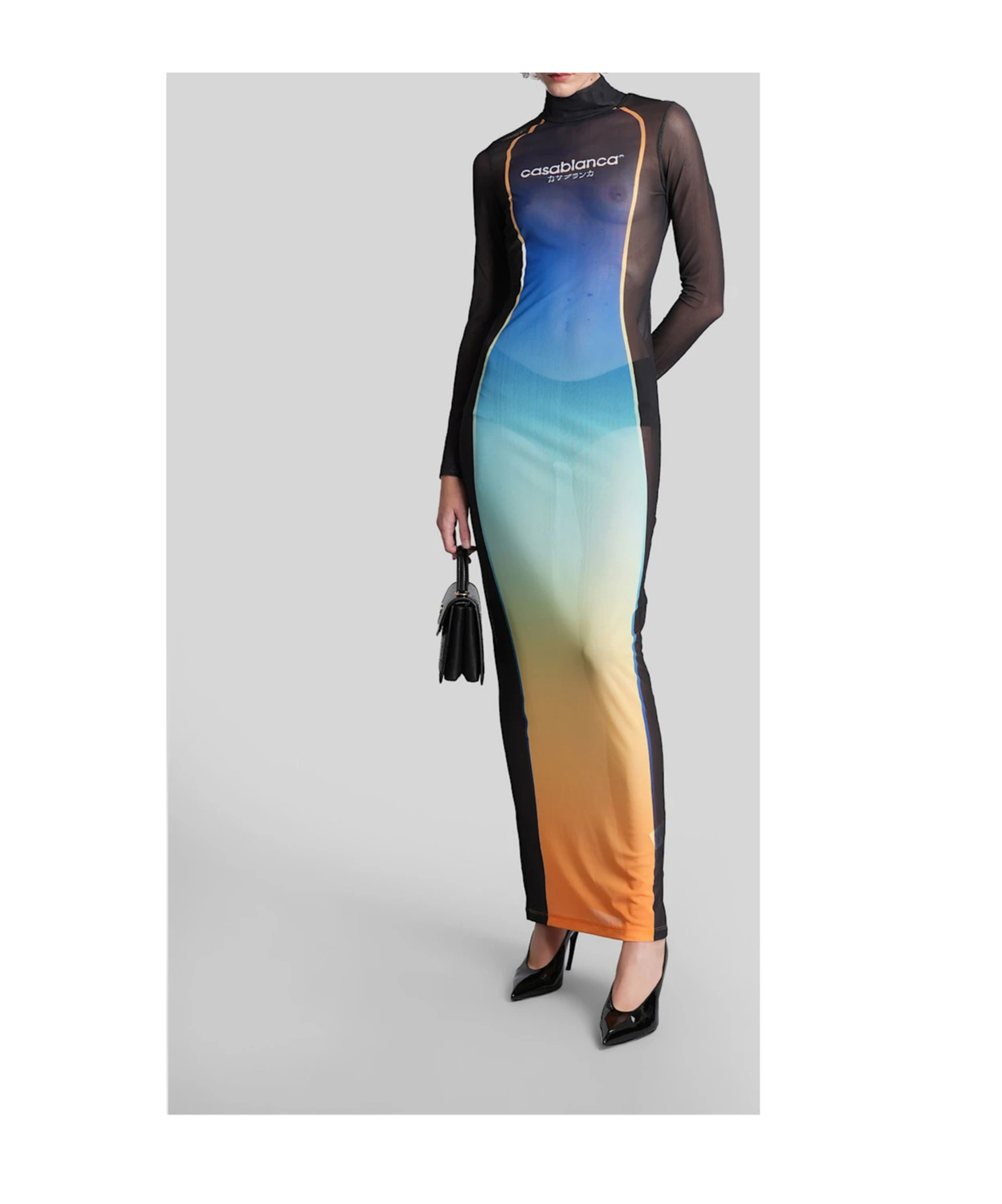 Casablanca Gradient Effect Long Dress In Multi