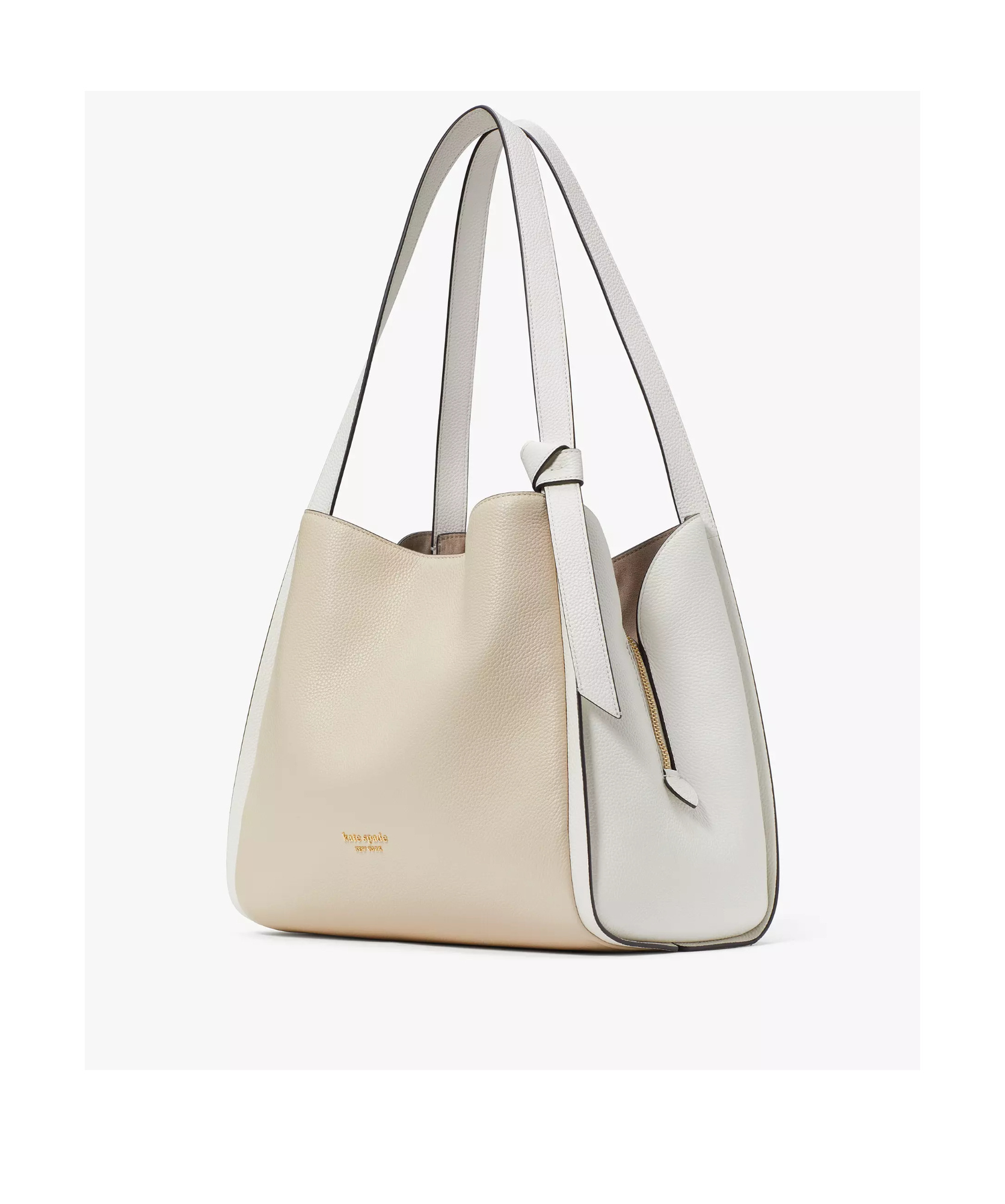 Shop Kate Spade Large Knott Leather Shoulder Bag In Nude