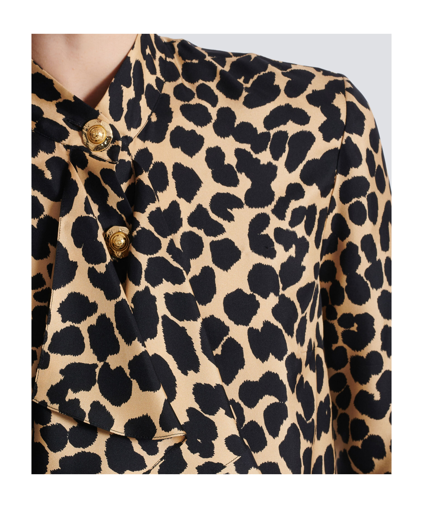 Balmain Jabot Collar Leopard Print Shirt In Multi