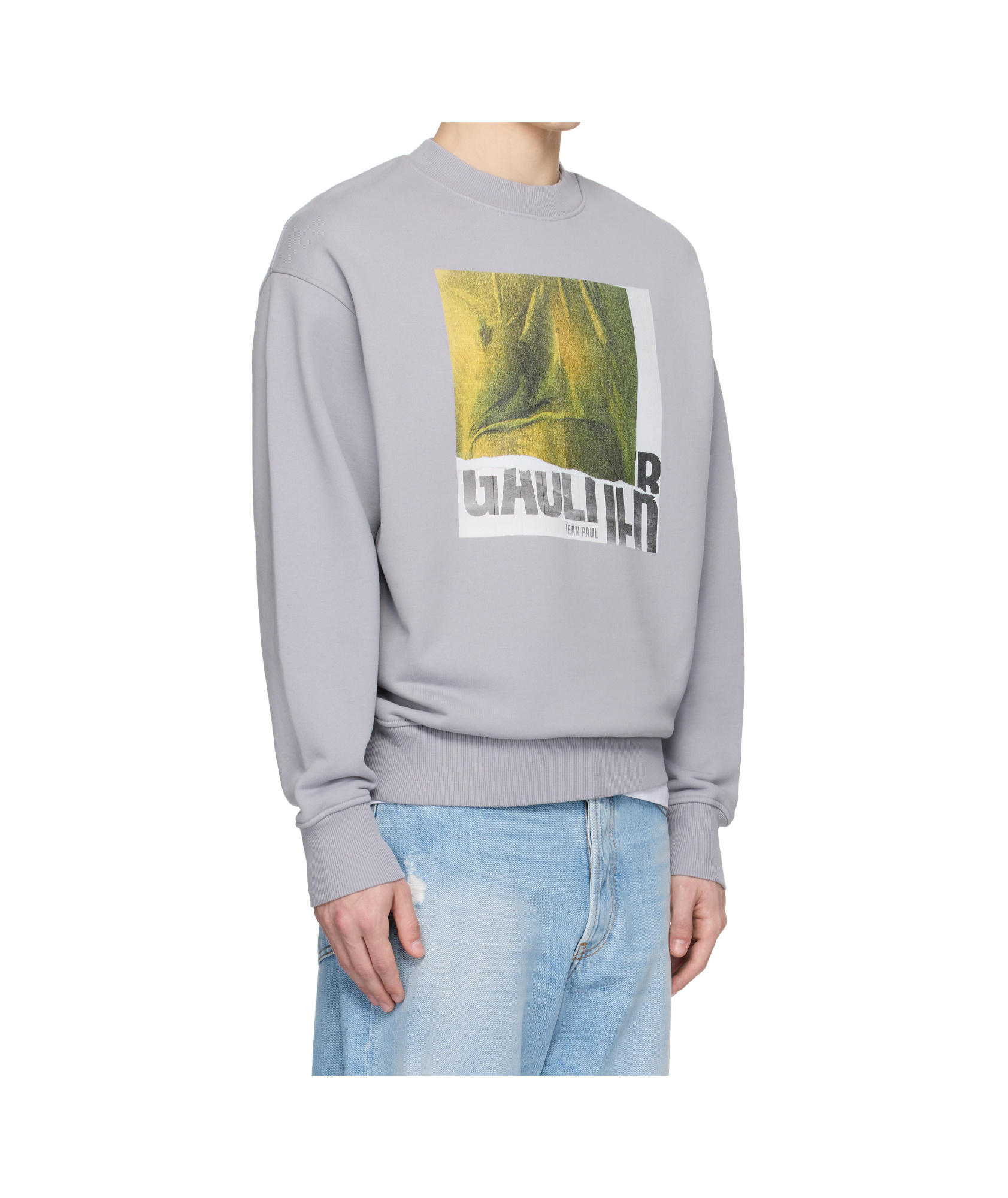 Jean Paul Gaultier Ssense Exclusive Gray Cotton Crew Printed Water Sweatshirt In Gray