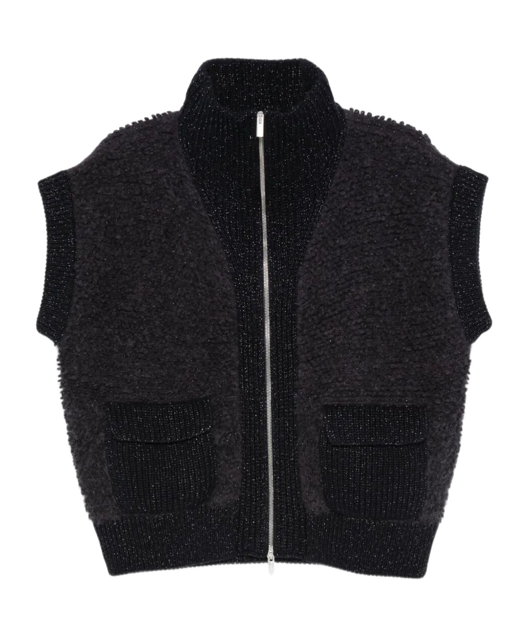 Peserico Zip-front Pocket Cardigan In Black