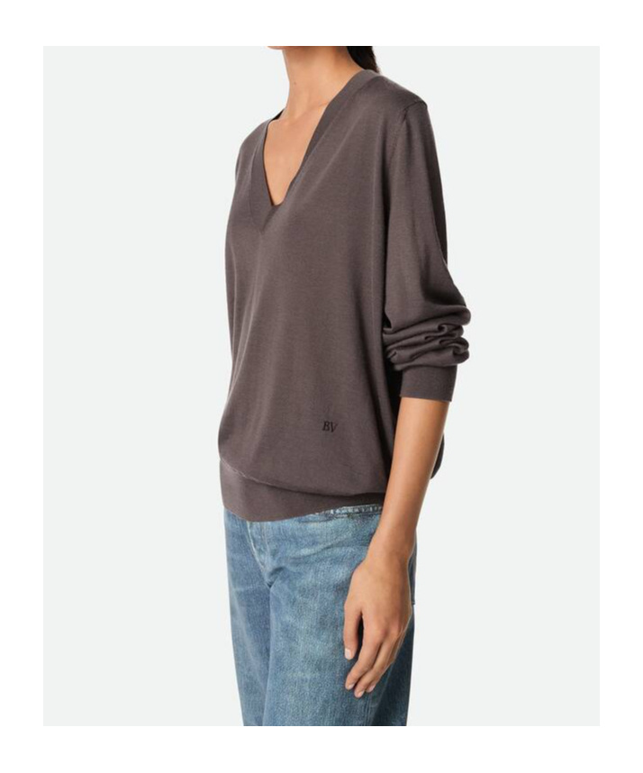 Bottega Veneta V-neck Long-sleeved Sweater In Black