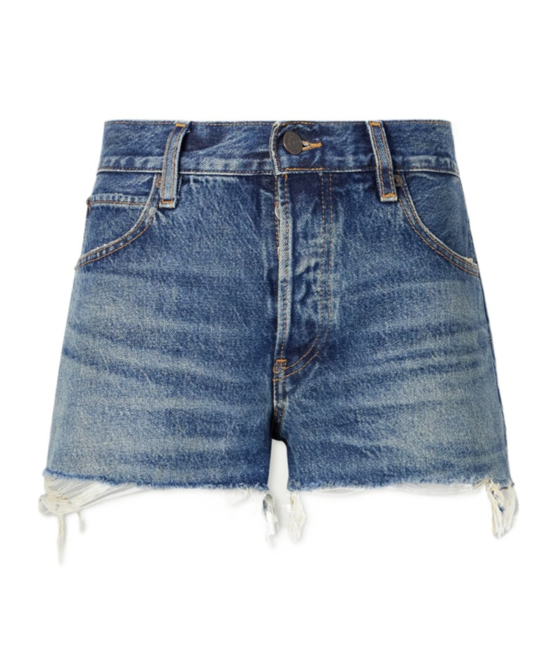 Frame Denim Shorts With Belt Loops In Blue