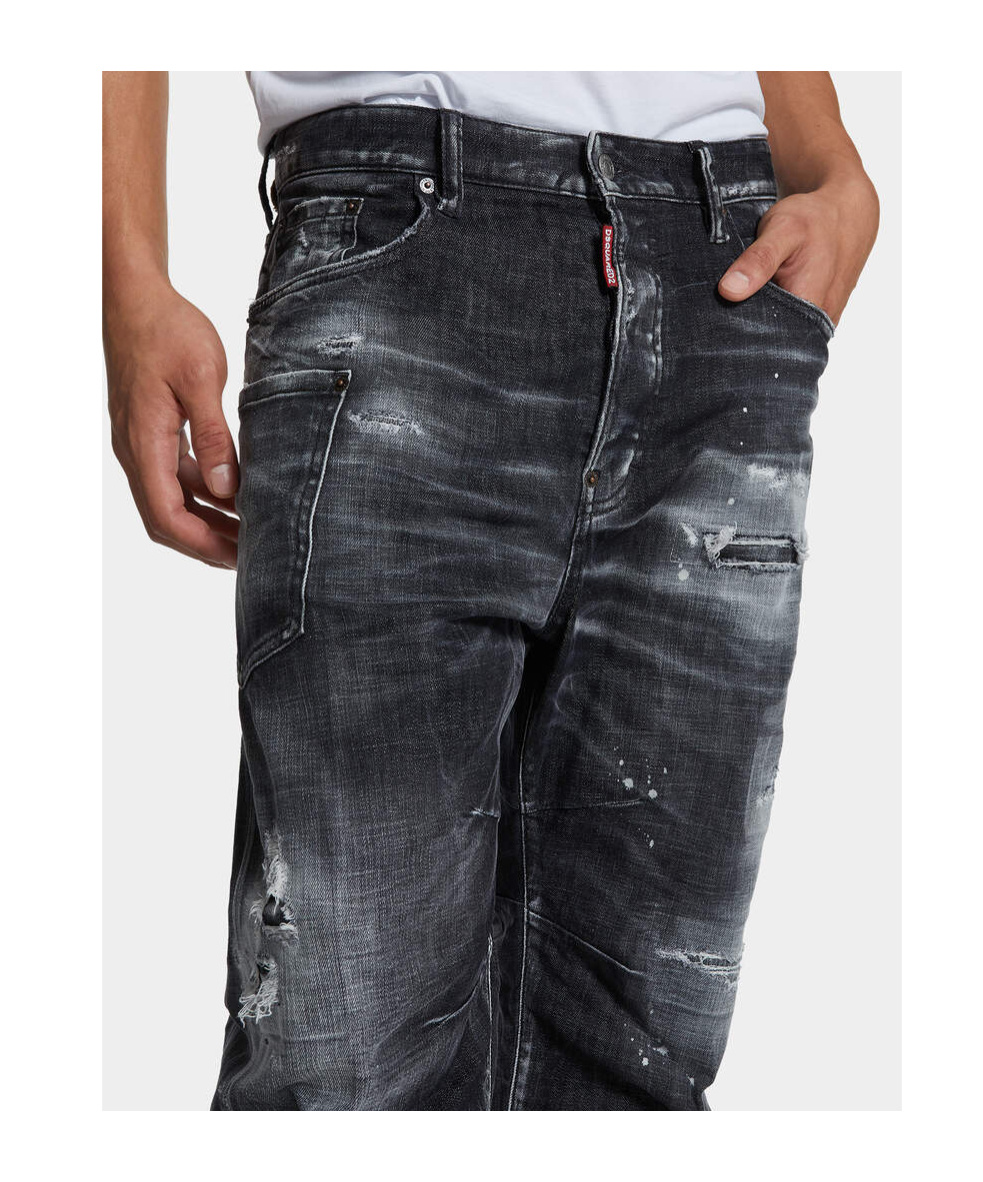 Shop Dsquared2 Distressed Jeans In Black