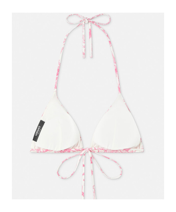 Versace Floral-print Triangle Bikini Top In Multi