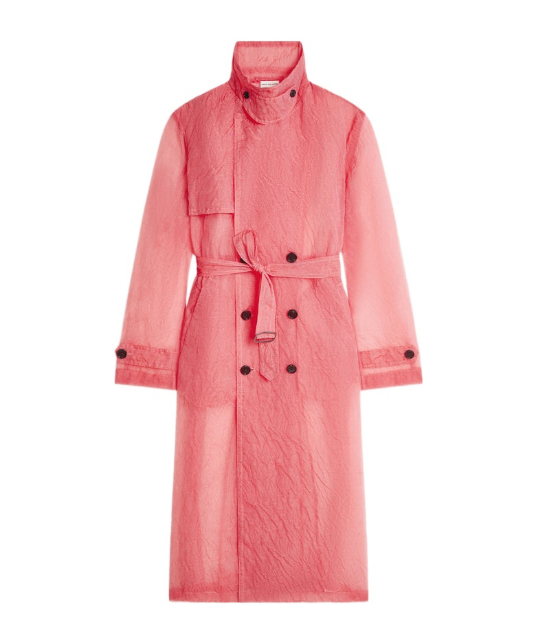 Dries Van Noten High Collar Long Sleeve Coat In Pink