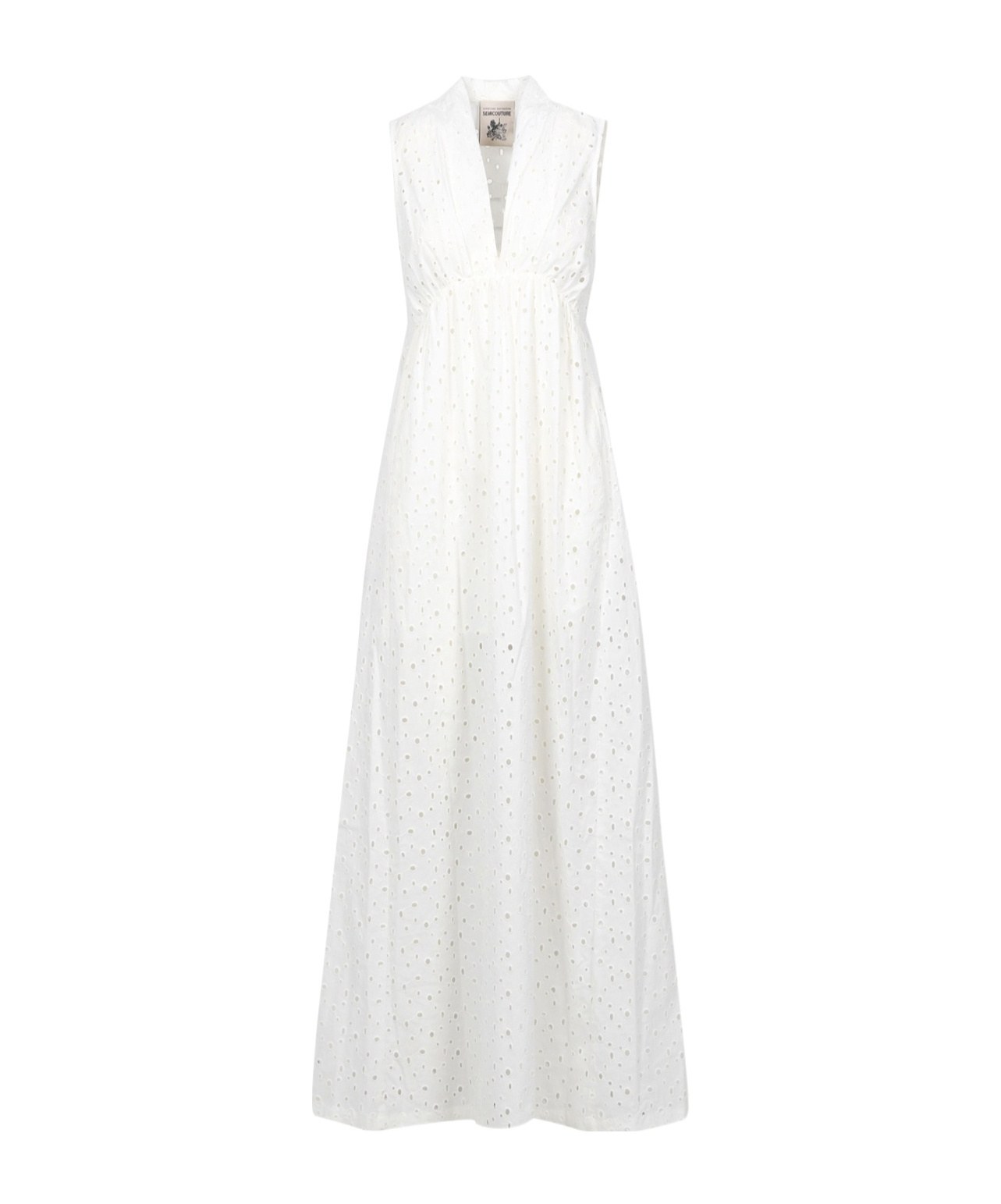 Semicouture V-neck Sleeveless Dress In White