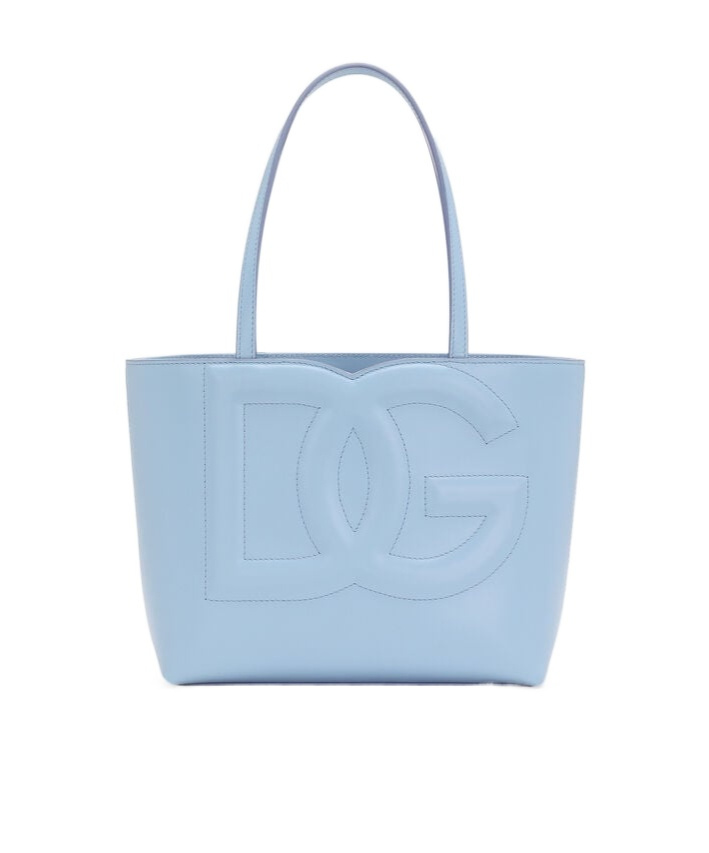 Dolce & Gabbana Small Dg Logo Leather Tote Bag In Blue