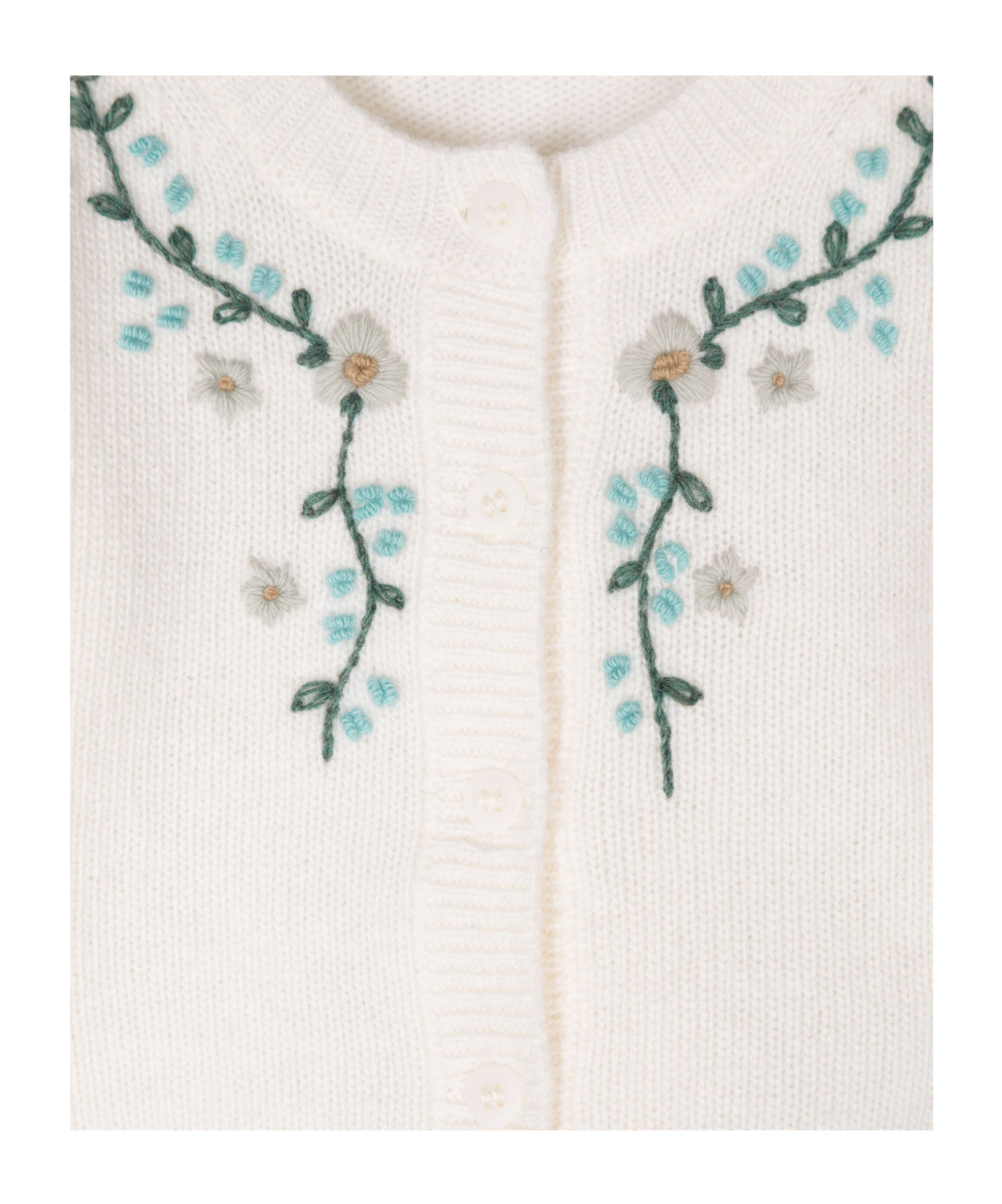 Il Gufo Floral-embroidered Cardigan In White