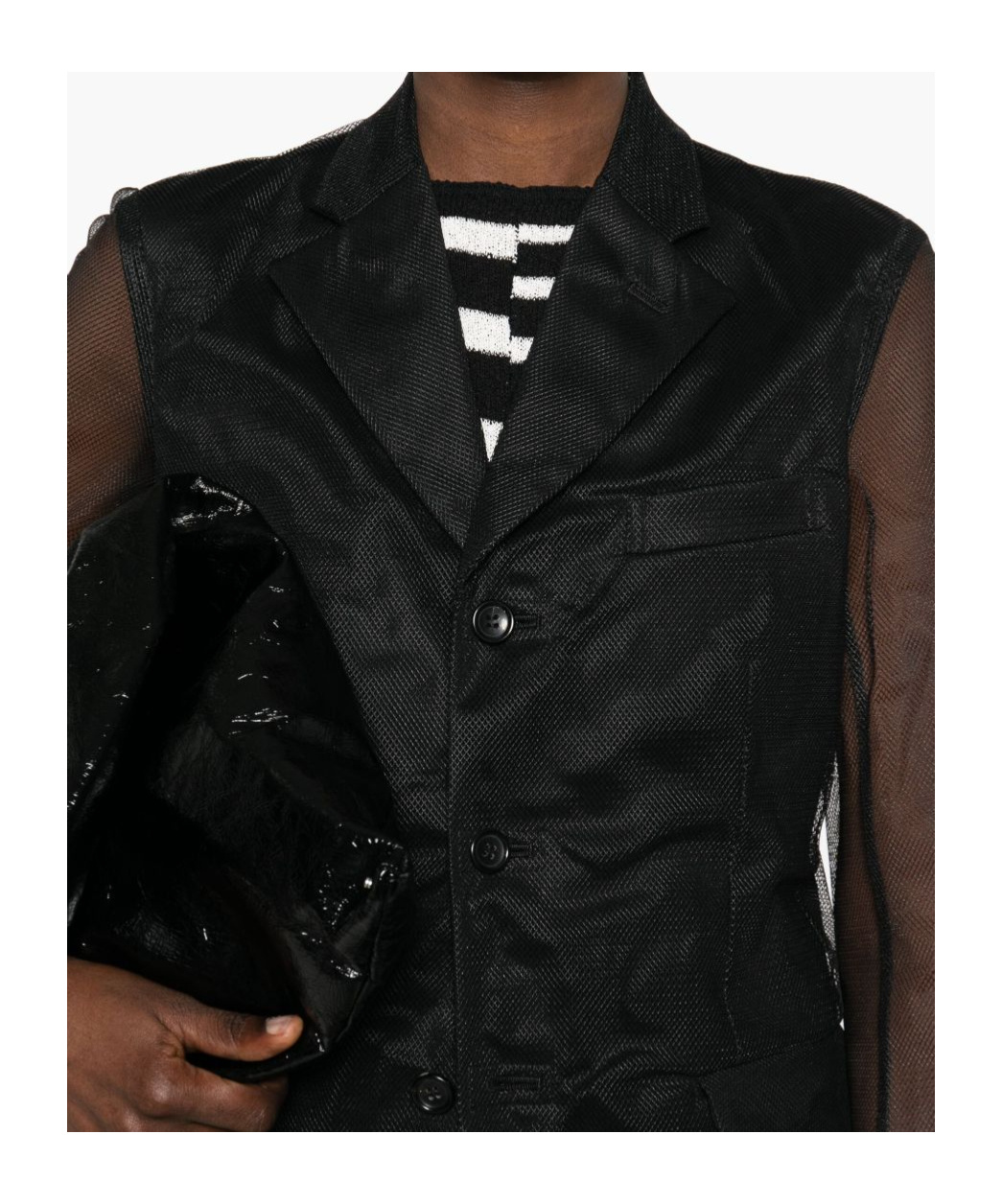 Shop Comme Des Garçons Mesh-overlay Coat