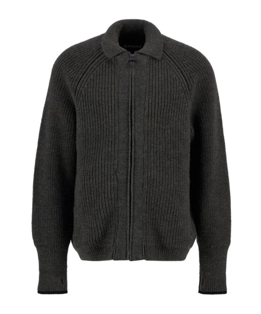 Barbour Garthman Knitted Zip-up Jumper In Gray
