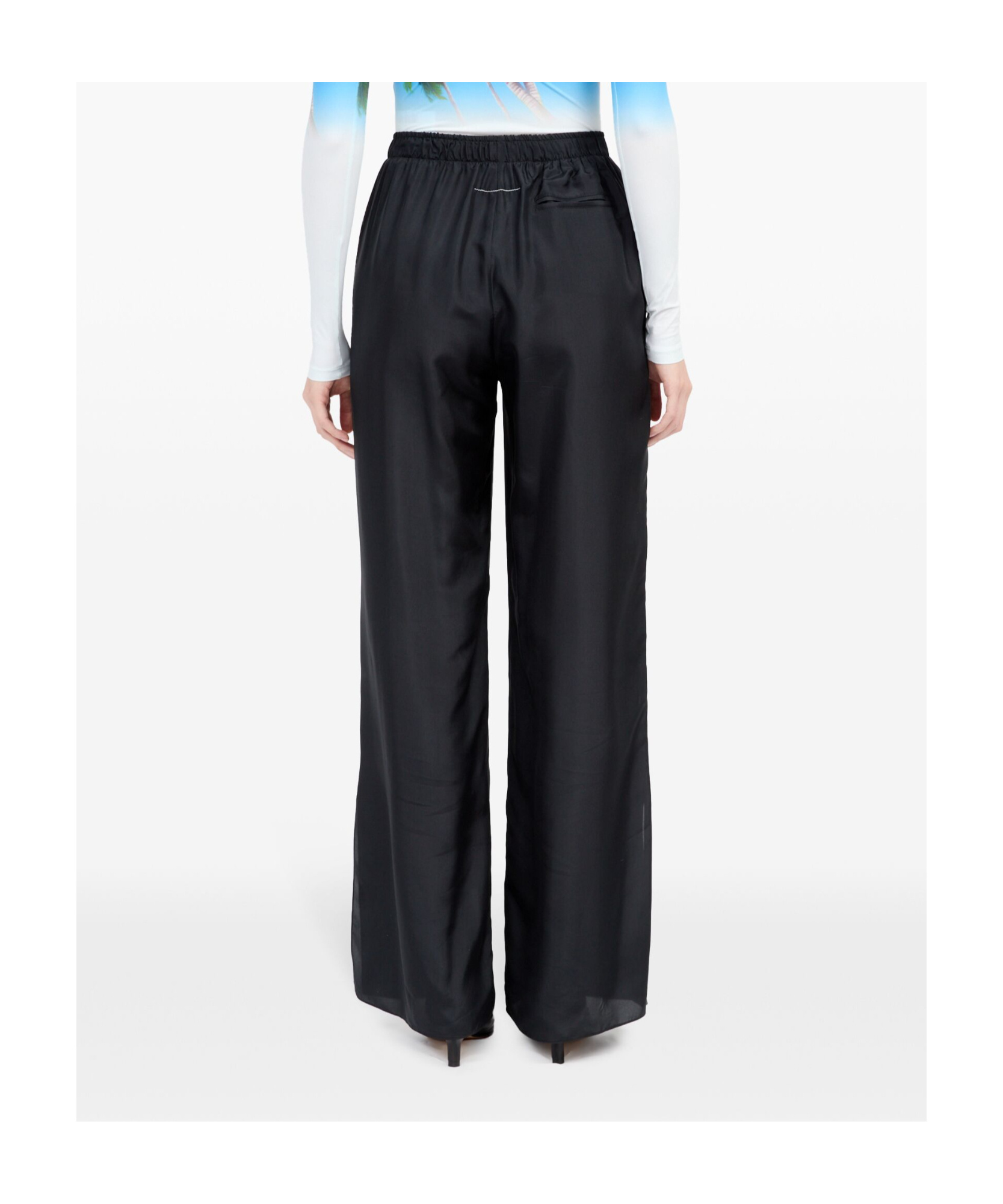 Mm6 Maison Margiela Silk Trousers In Black