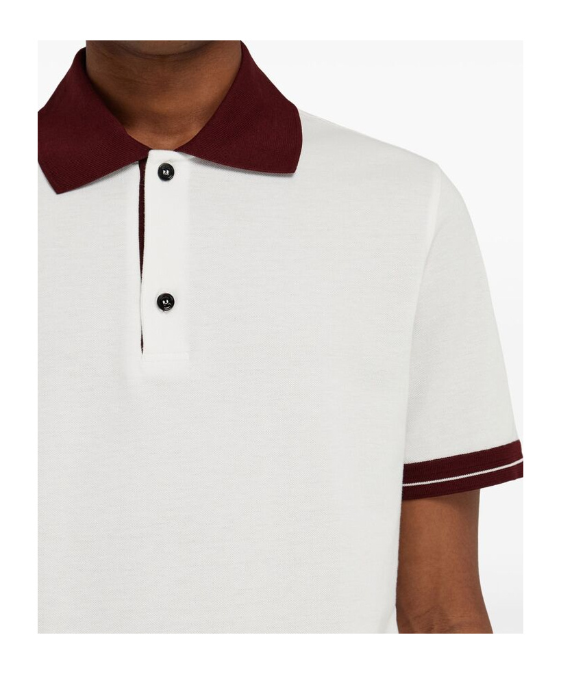 Ferragamo Color-block Short Sleeved Polo T-shirt In White