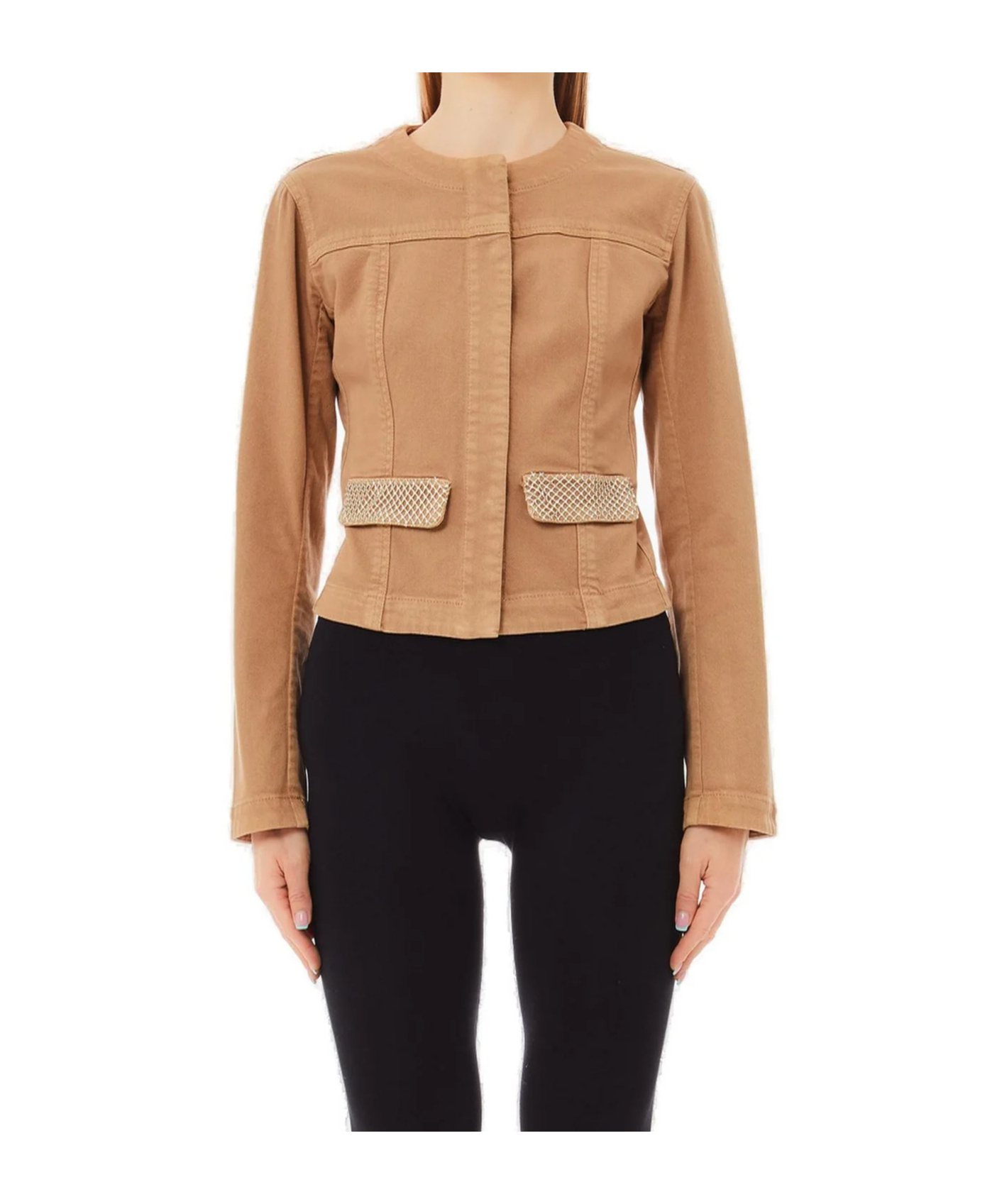 Liu •jo Giacca Liu Jo In Denim Con Dettagli In Strass In Brown