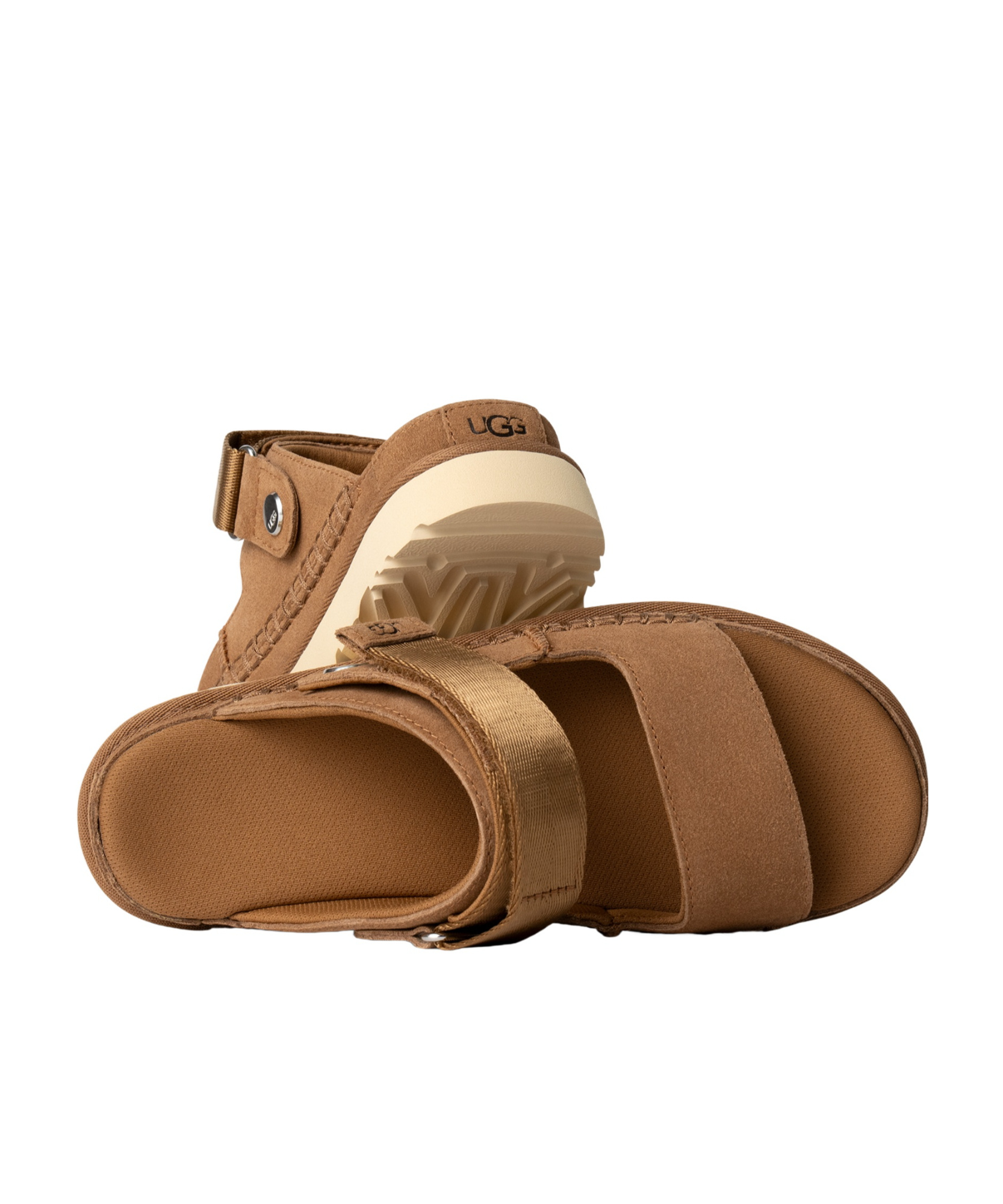 Ugg Goldenstar Glide Suede Flatform Sandals In Maroon