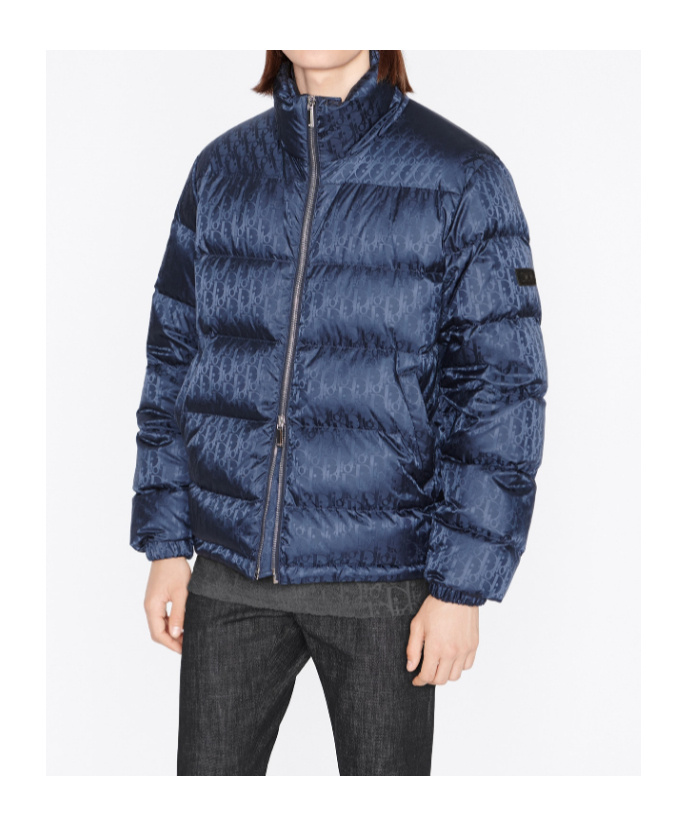 Dior Long-sleeved Quilted Down Jacket In Blue